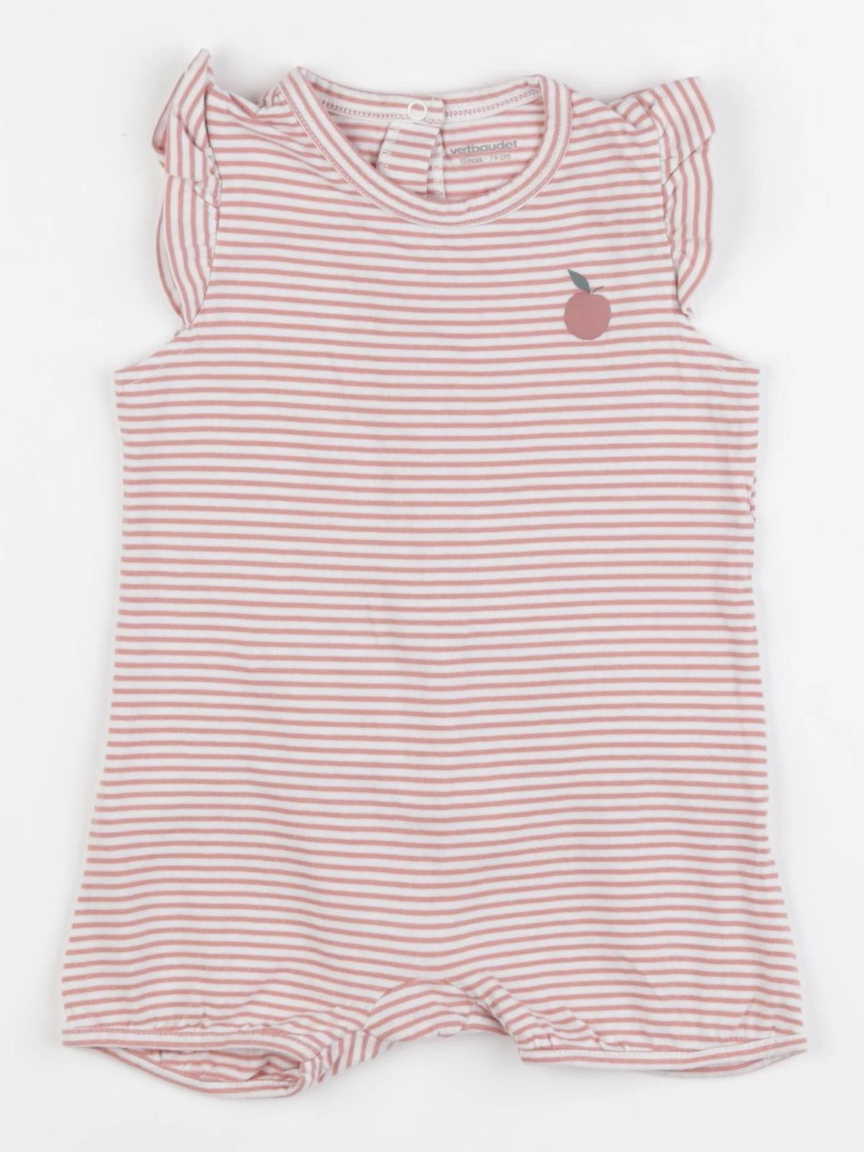 Vertbaudet - pyjama coton blanc, rose - 12 mois