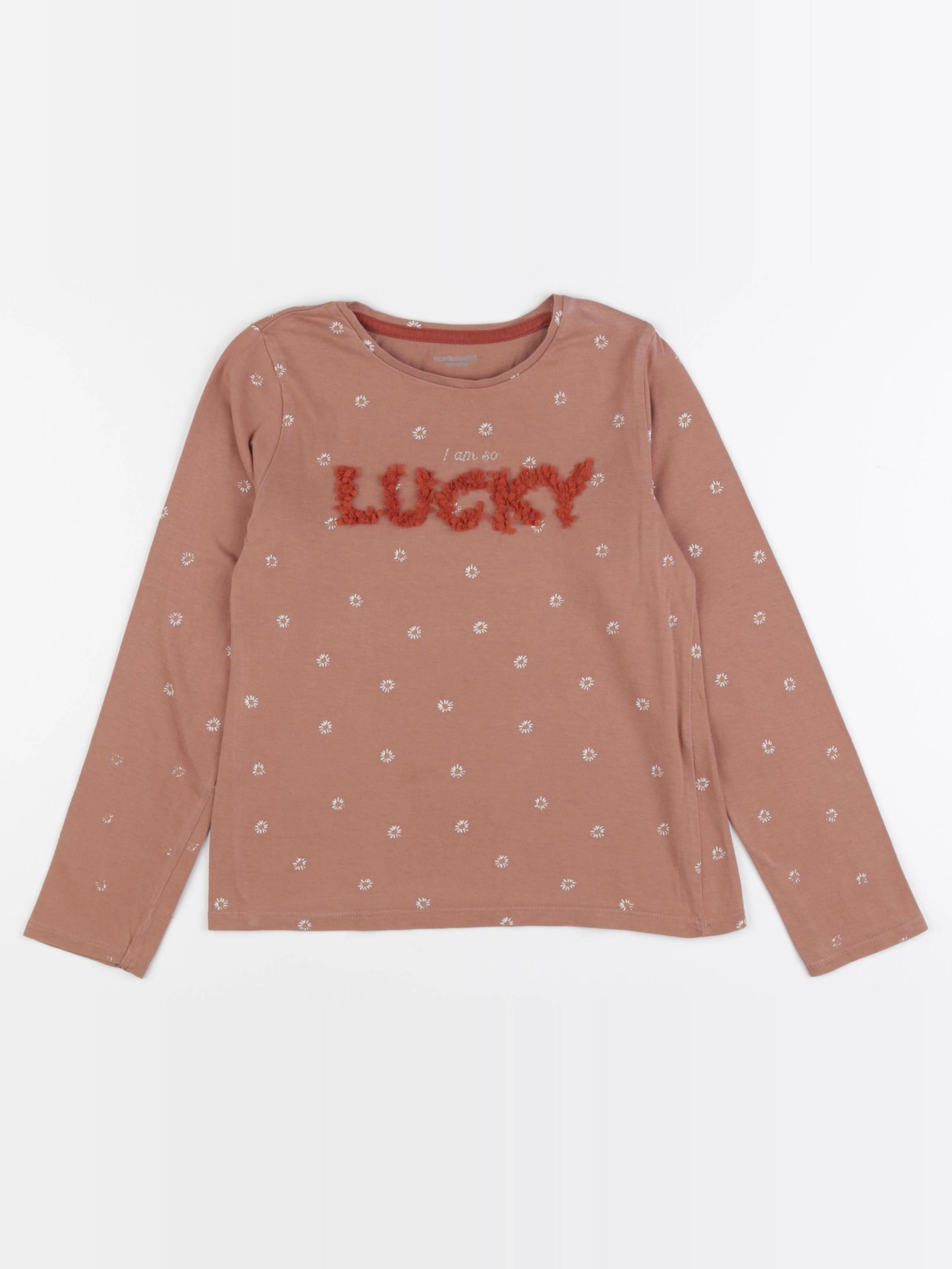 Vertbaudet - tee-shirt marron, or - 8 ans
