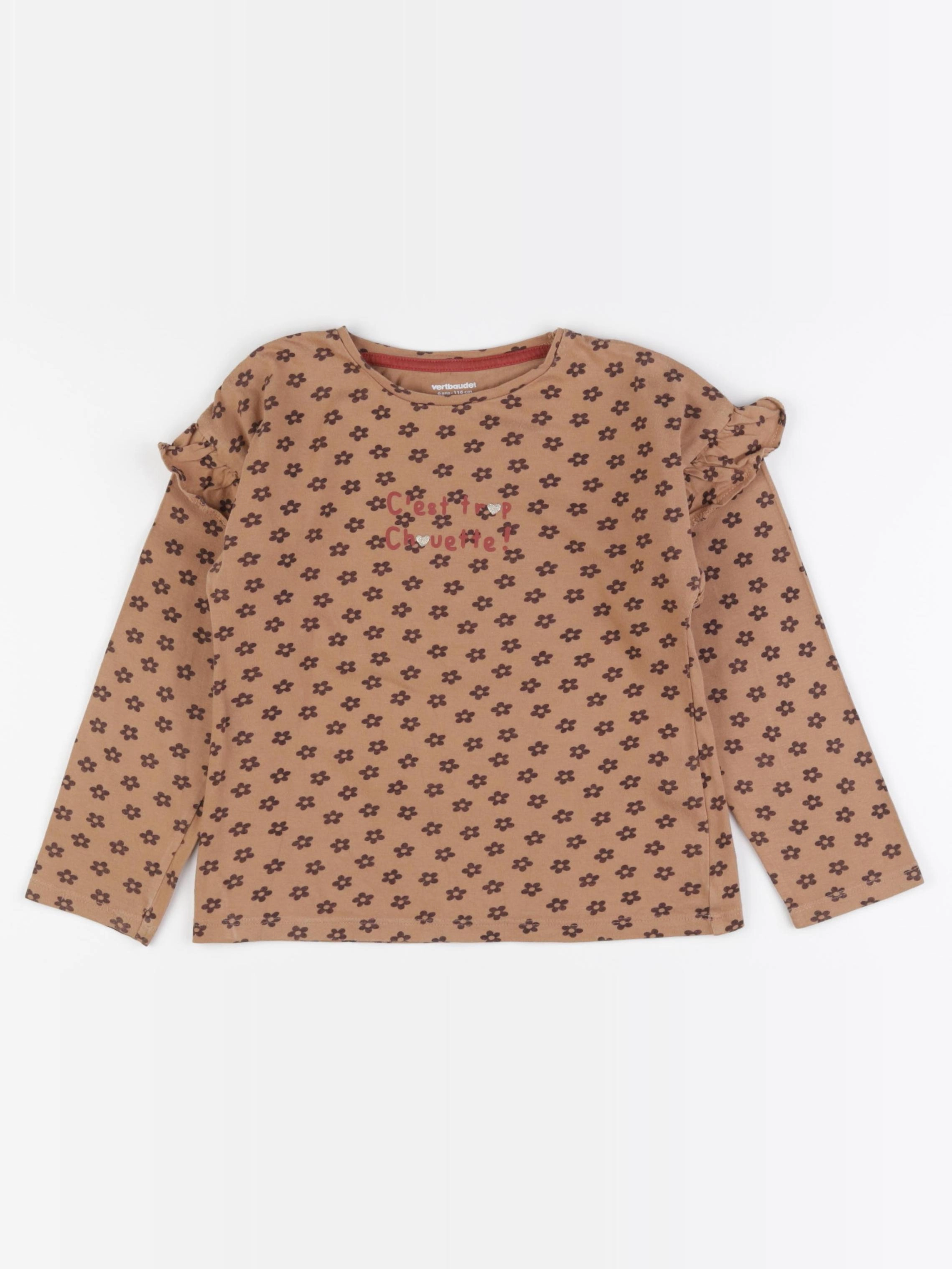Vertbaudet - tee-shirt marron - 6 ans