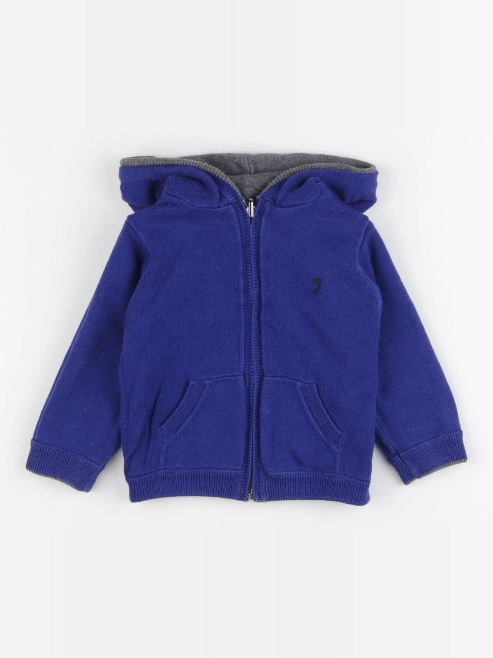 Jacadi - gilet réversible gris, bleu - 12 mois