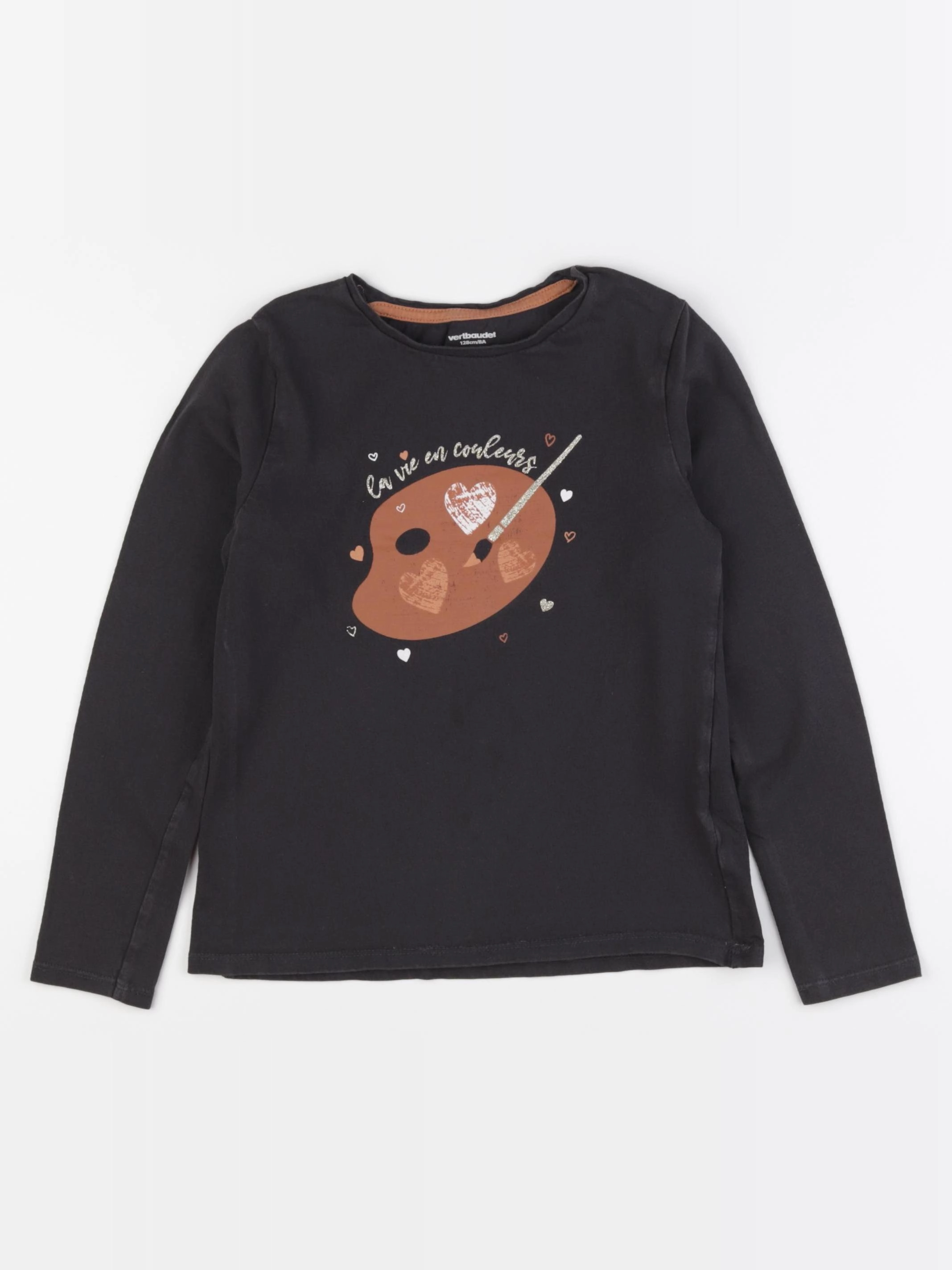 Vertbaudet - tee-shirt noir - 8 ans