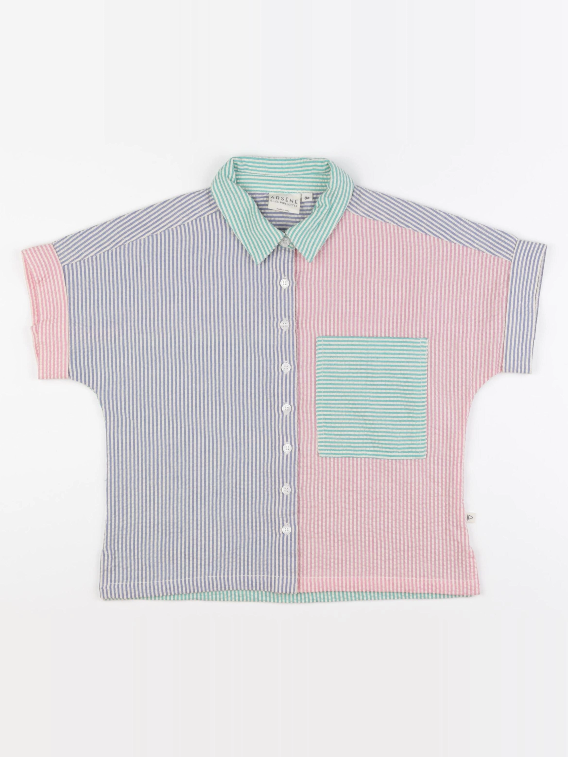 Arsène et les pipelettes - chemise vert, rose - 8 ans