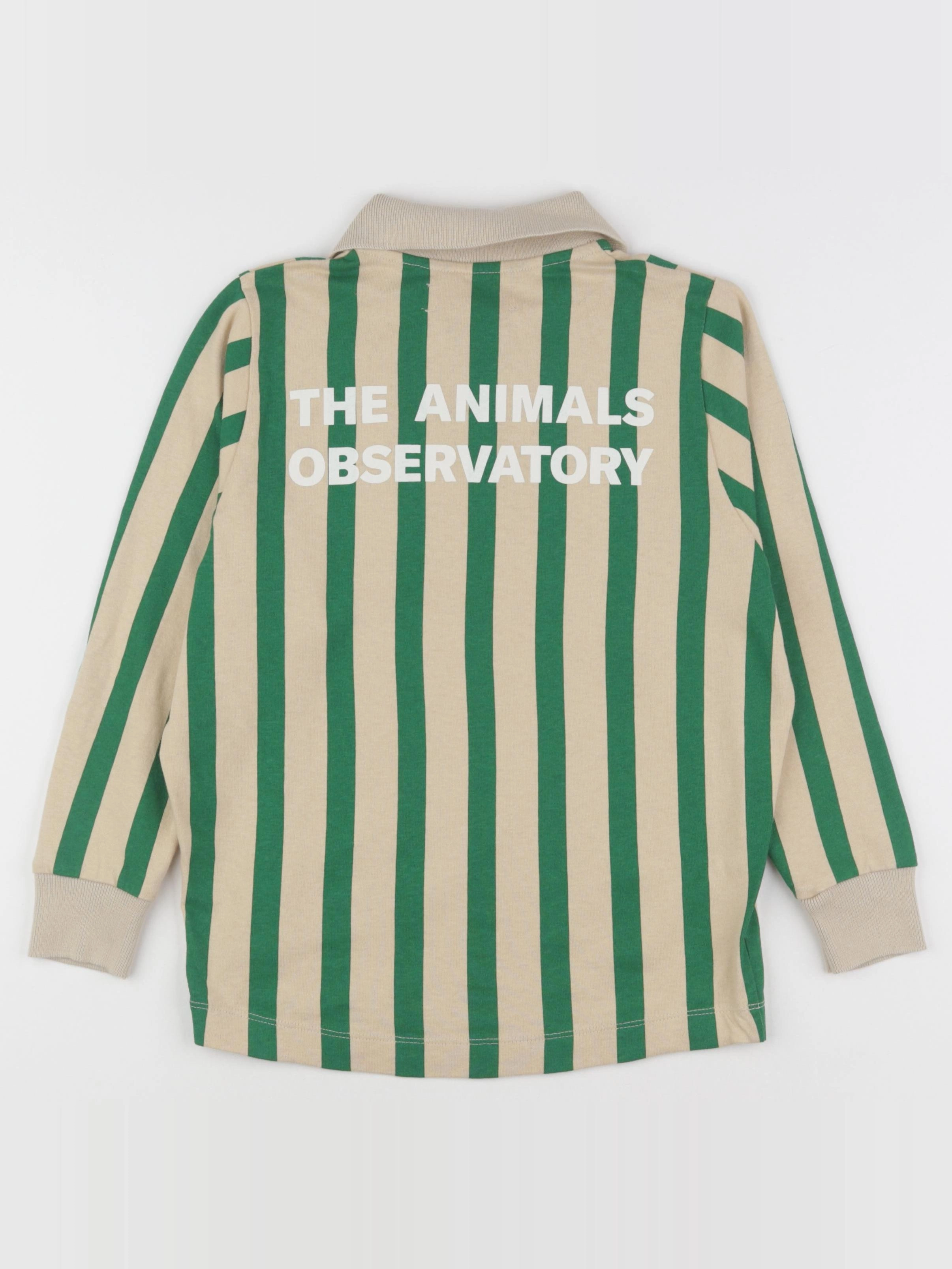 The animals observatory - polo imprimé au dos vert, beige - 8 ans
