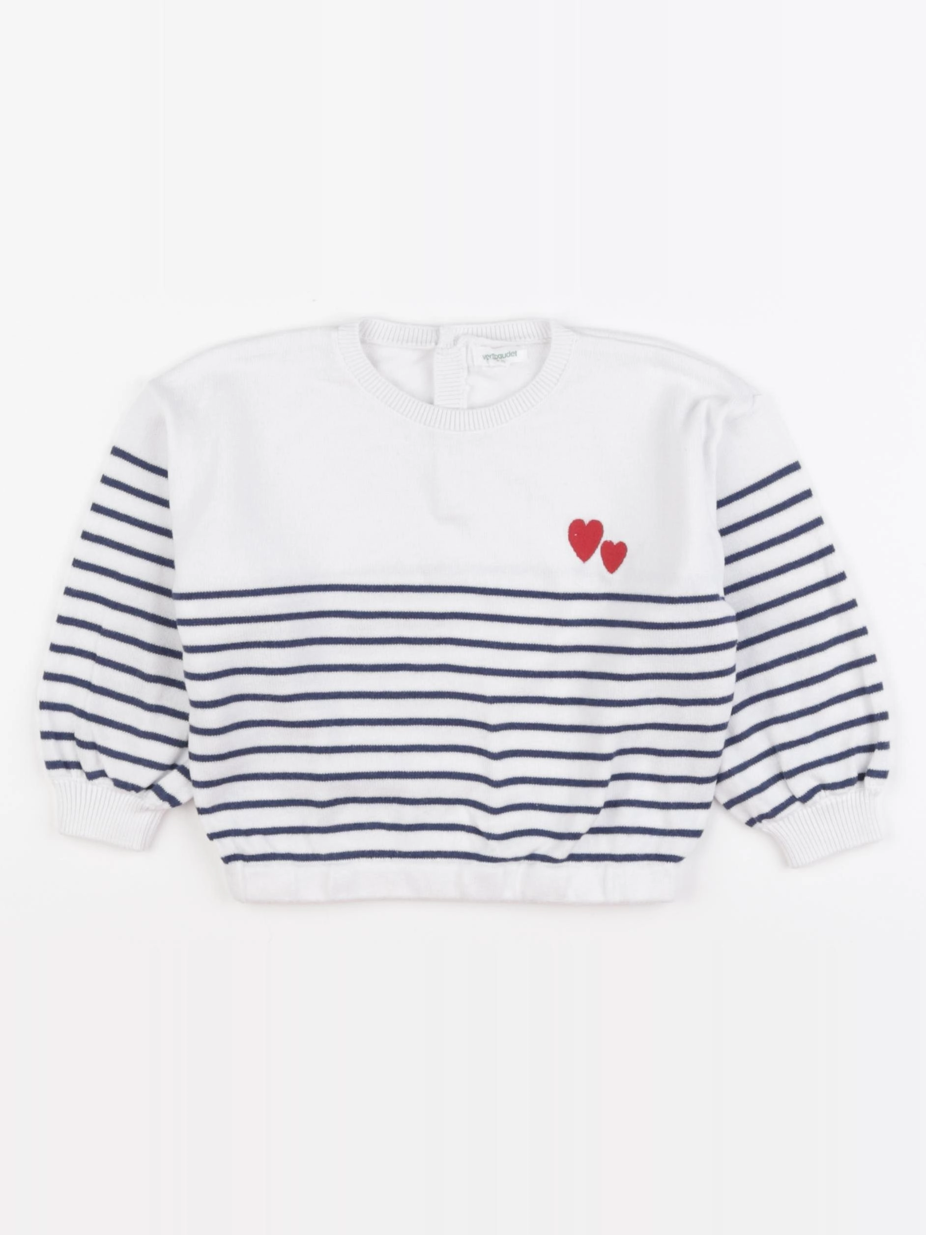 Vertbaudet - pull bleu, blanc - 18 mois
