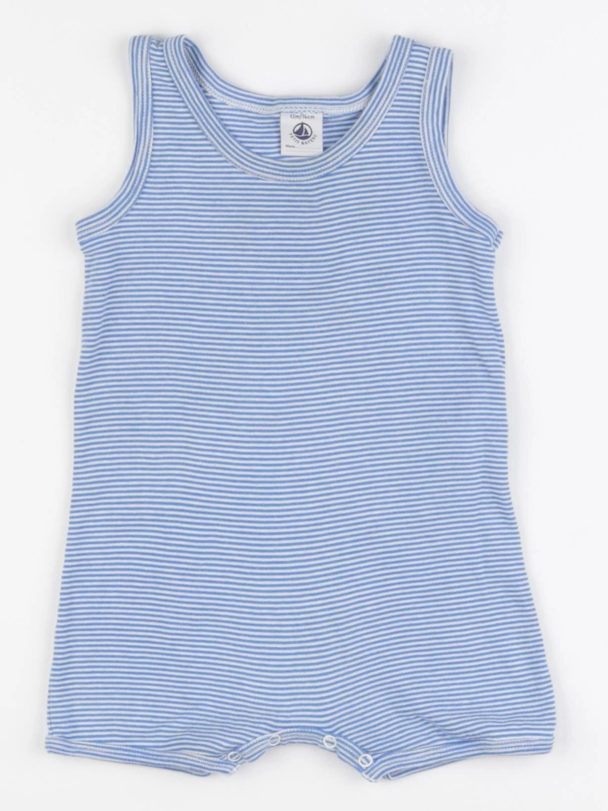 Petit Bateau - pyjama coton bleu, blanc - 12 mois