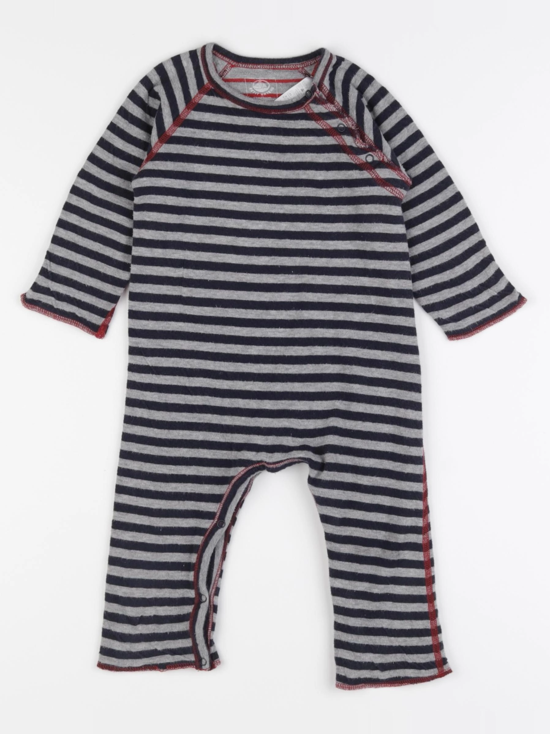 Petit Bateau - combinaison gris, bleu - 12 mois