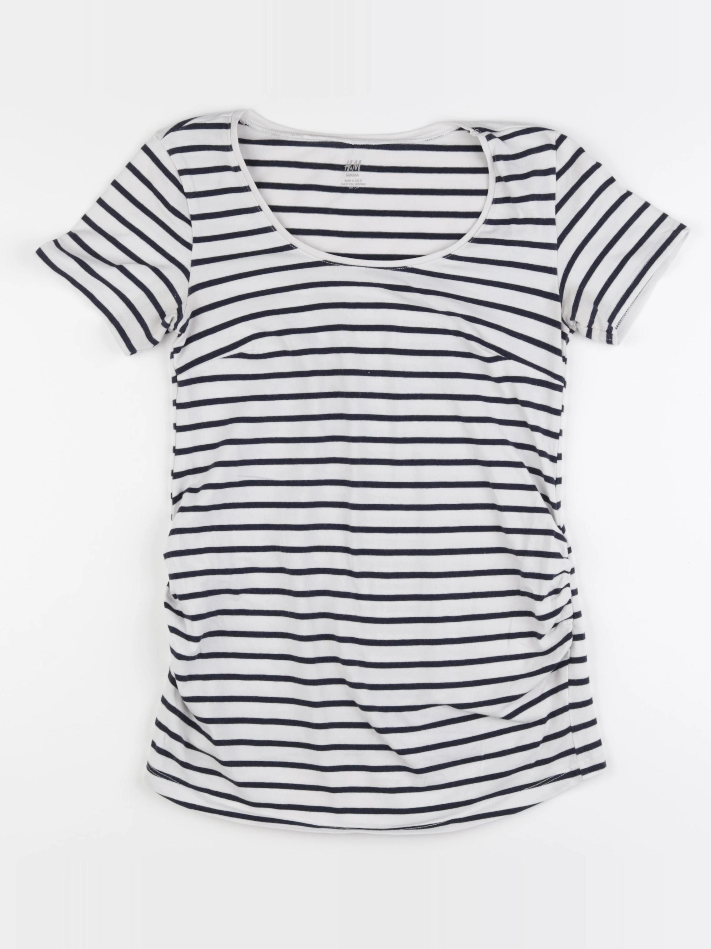 H&M - tee-shirt grossesse bleu, blanc - S
