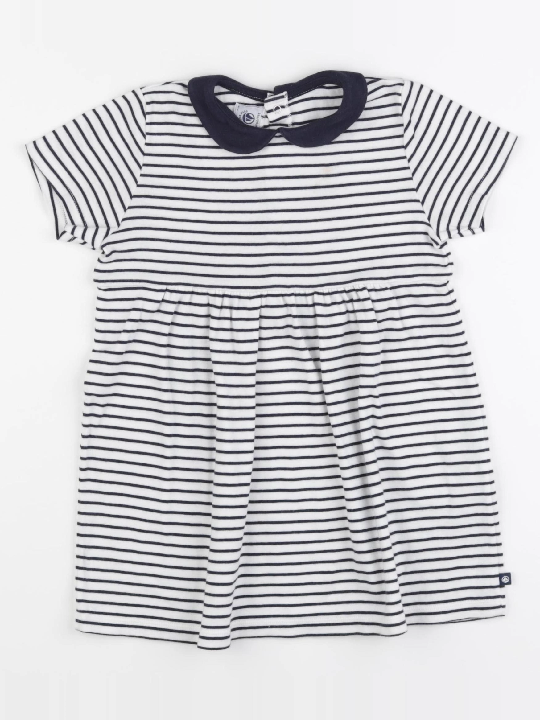 Petit Bateau - robe blanc, bleu - 36 mois