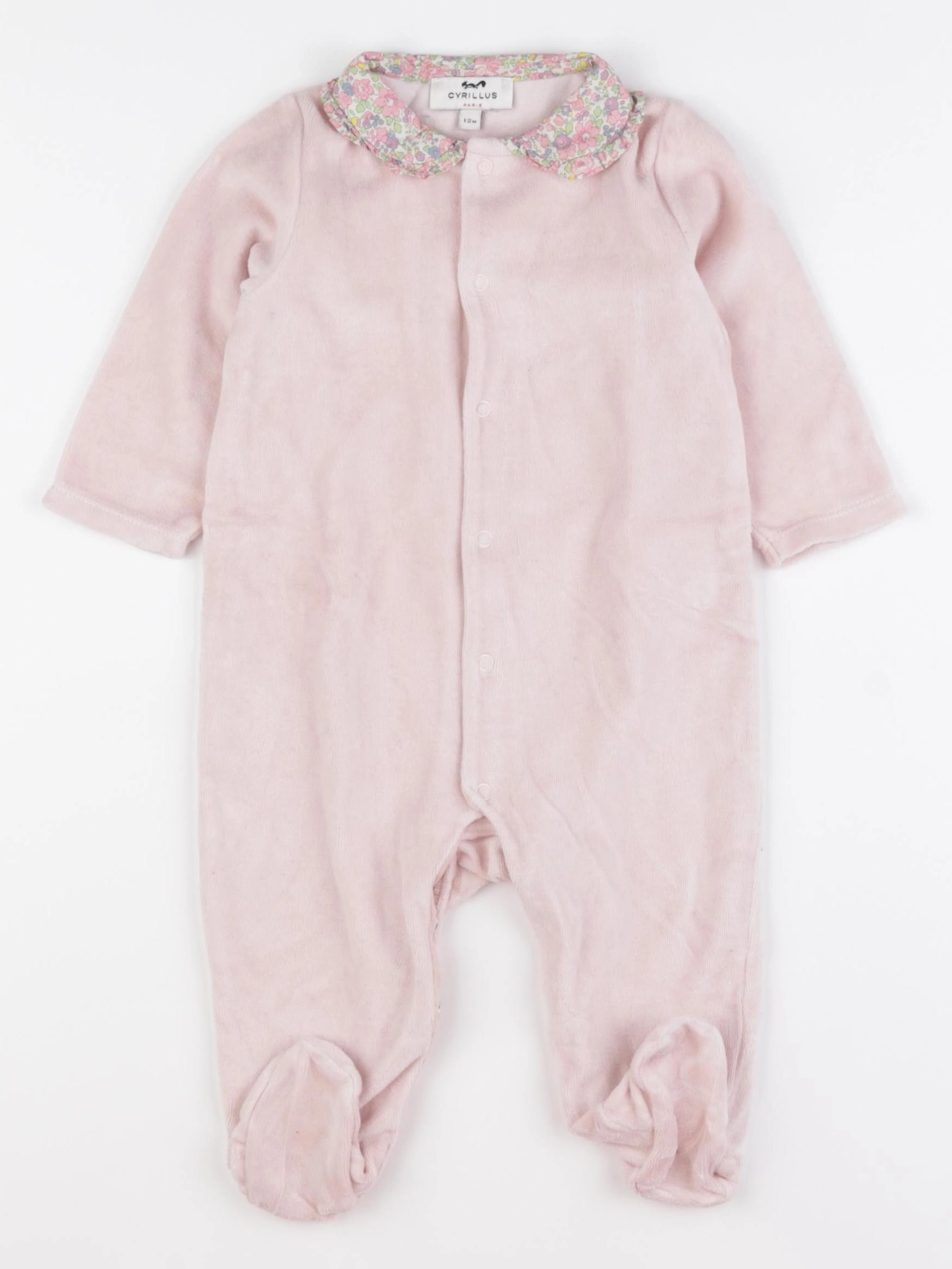 Cyrillus - pyjama velours rose - 12 mois