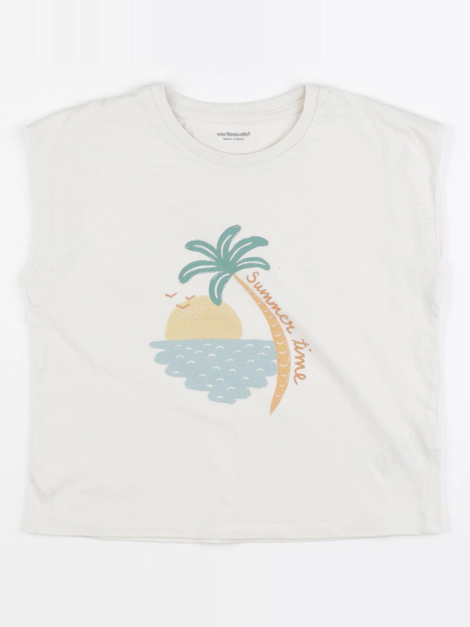 Vertbaudet - tee-shirt beige - 6 ans