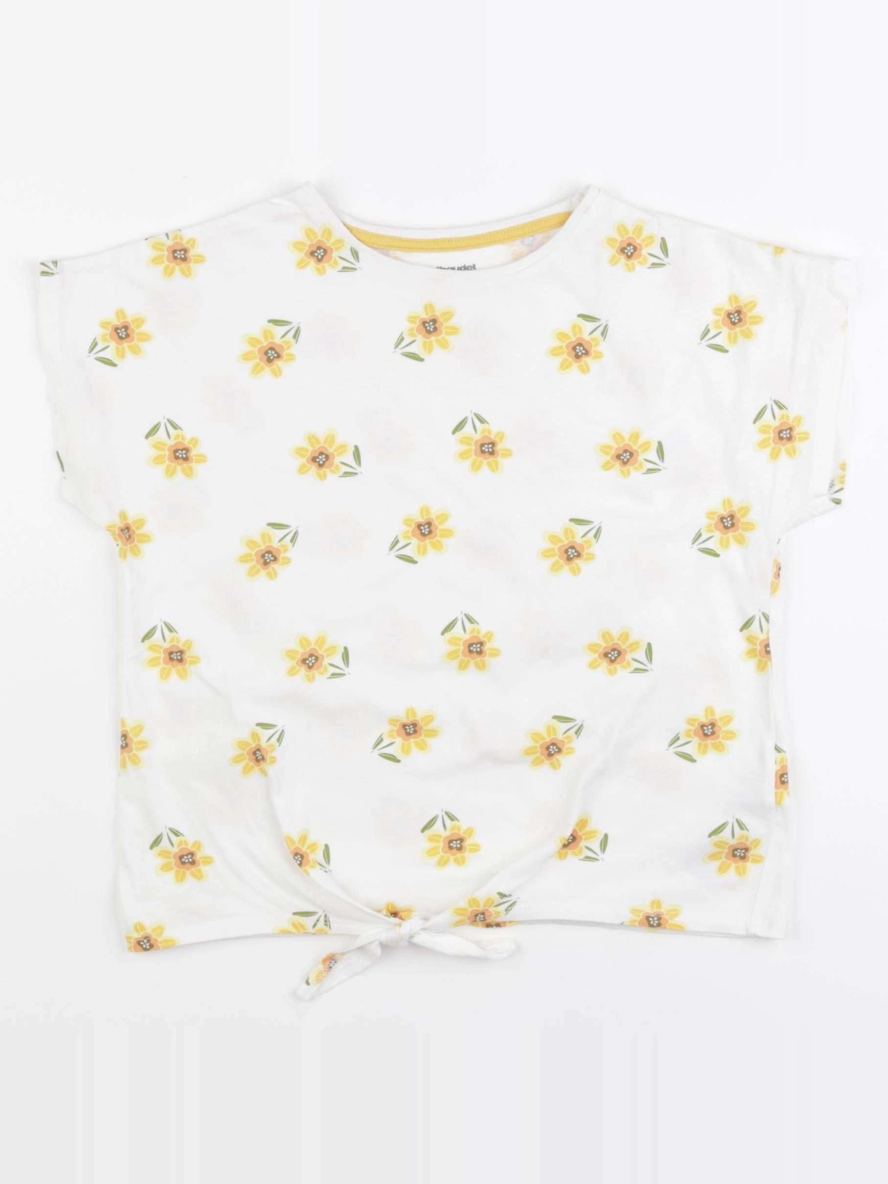 Vertbaudet - tee-shirt blanc, jaune - 8 ans