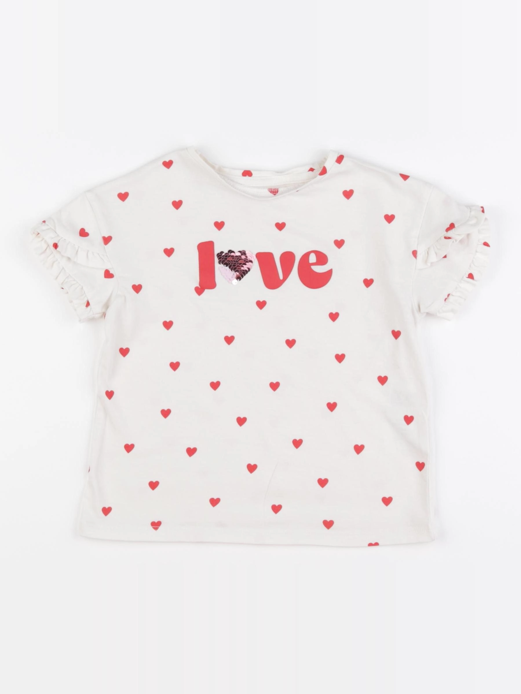 Vertbaudet - tee-shirt beige, rouge - 4 ans