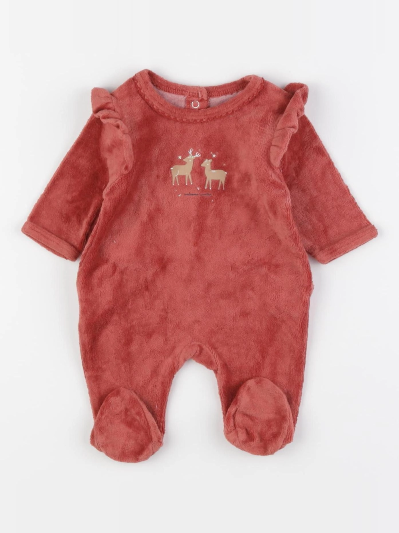 Vertbaudet - pyjama velours marron - 0 mois