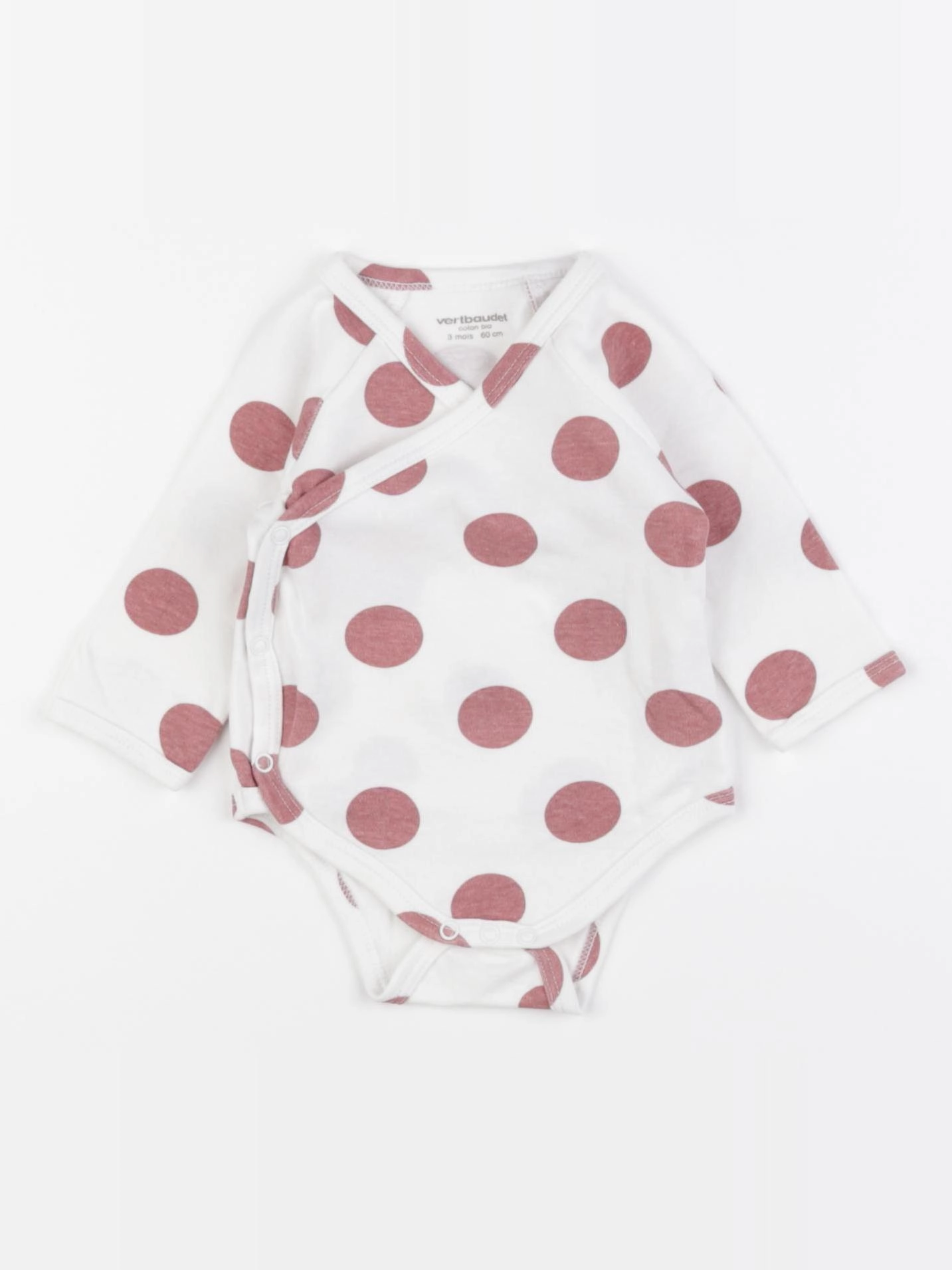 Vertbaudet - body blanc, rouge - 3 mois