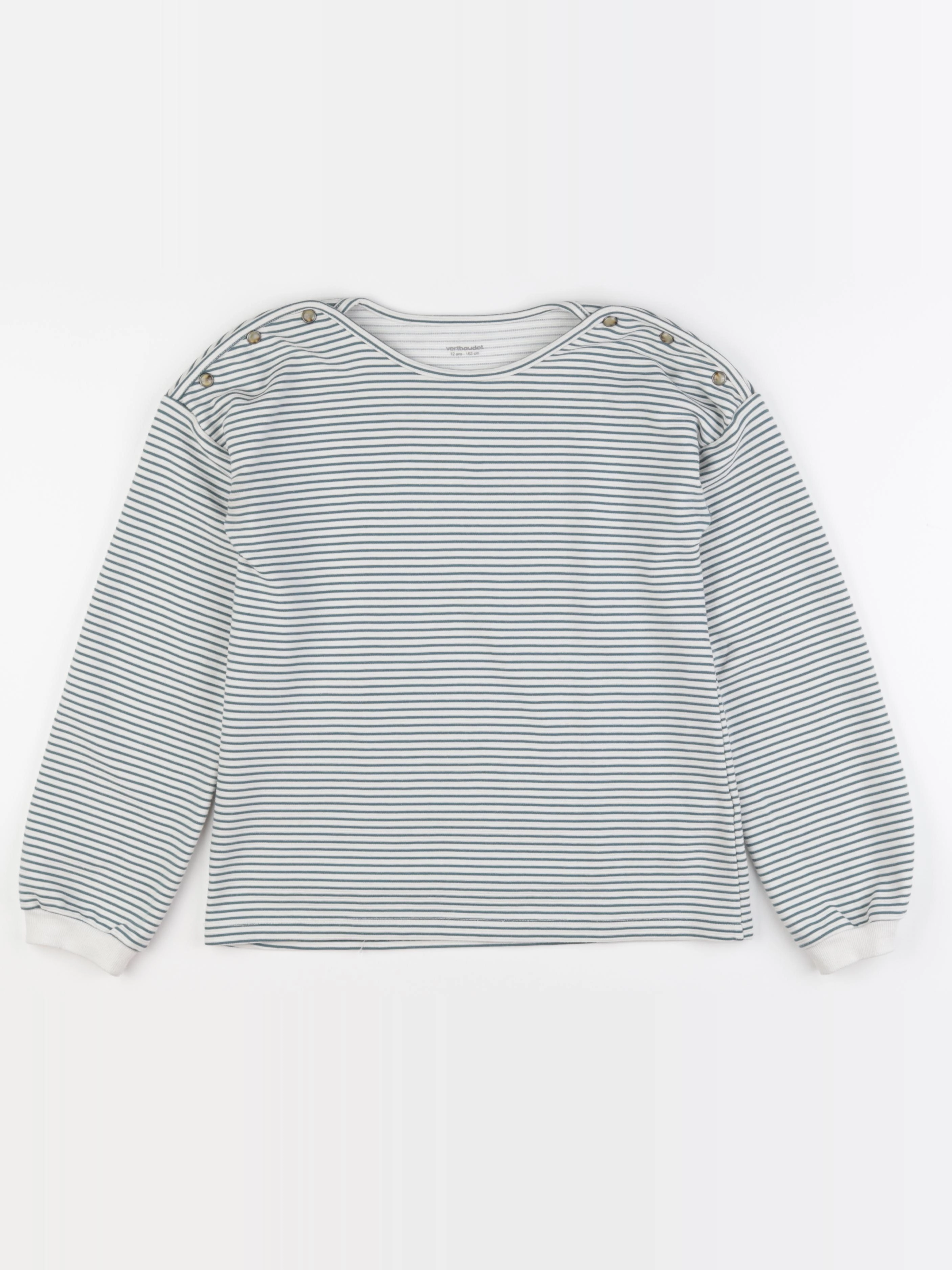 Vertbaudet - sweat blanc, vert - 12 ans