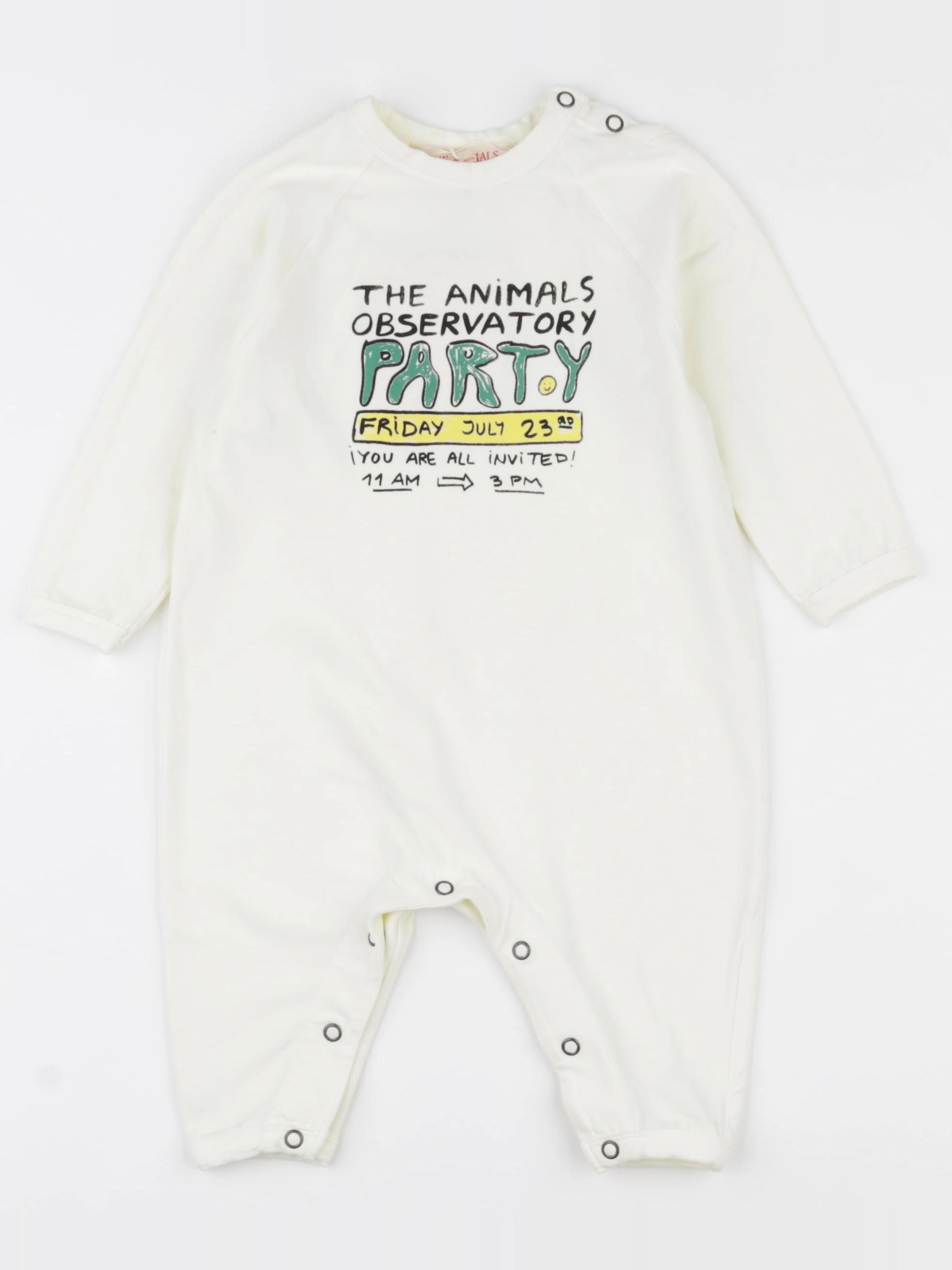 The animals observatory - pyjama coton blanc - 6 mois