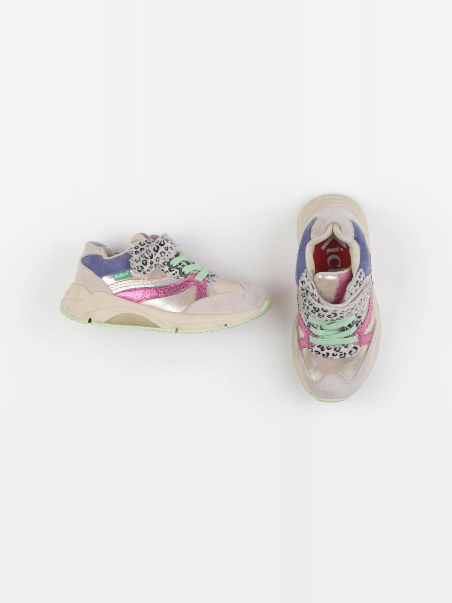 Kickers - tennis à scratch/ lacets or, rose - pointure 25