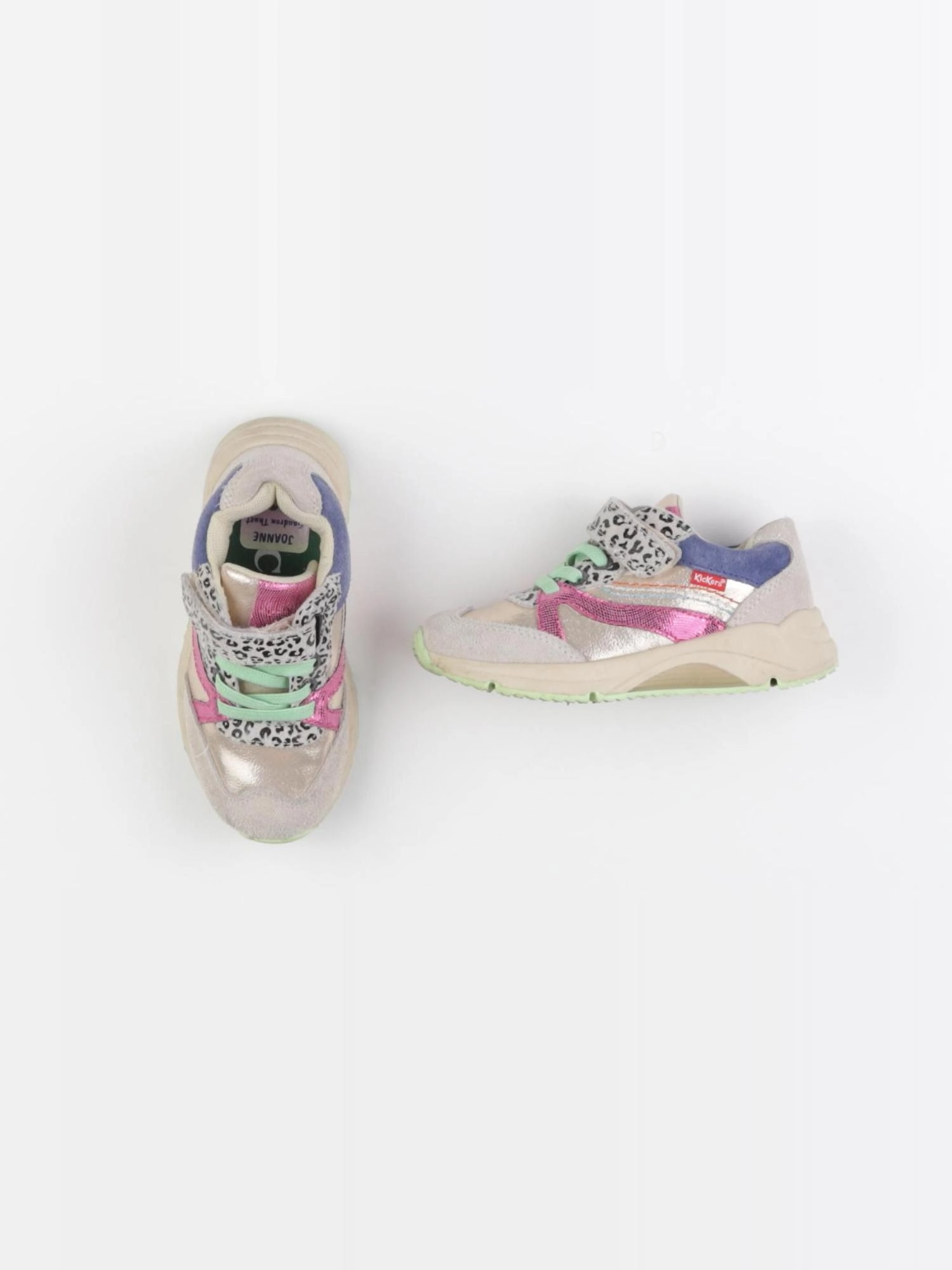 Kickers - tennis à scratch/ lacets or, rose - pointure 25