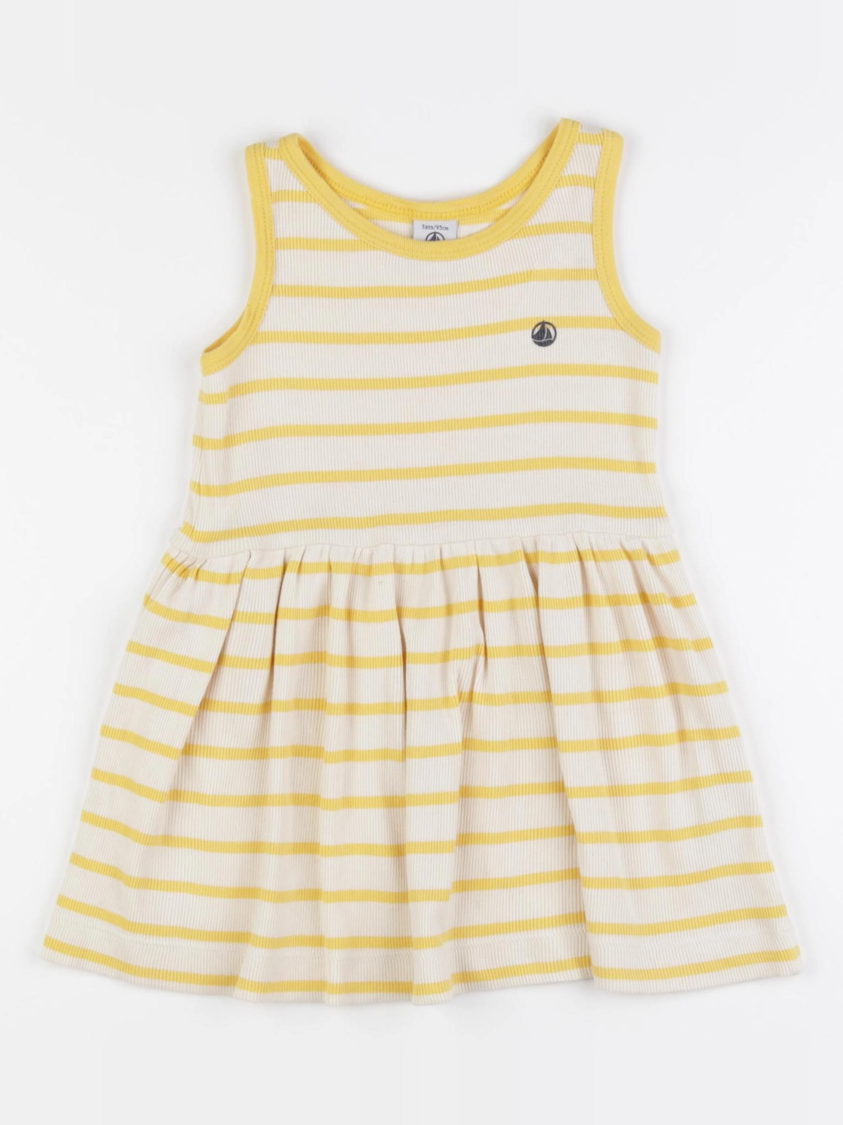 Petit Bateau - robe jaune, beige - 3 ans