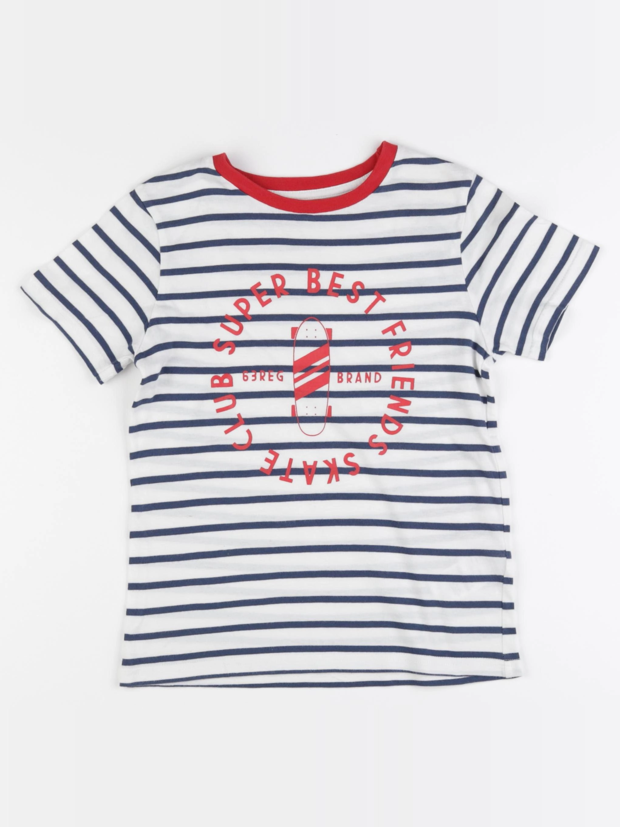 Vertbaudet - tee-shirt bleu, blanc - 8 ans