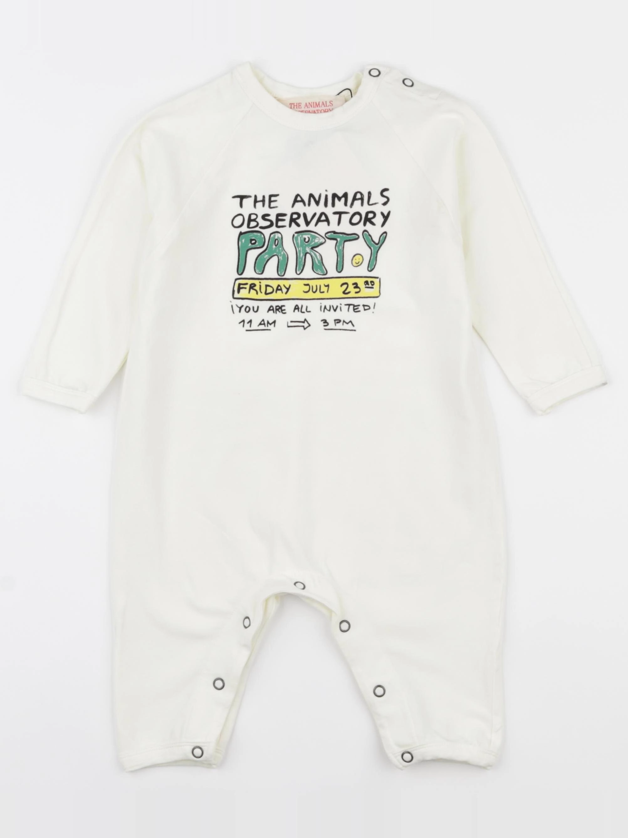 The animals observatory - pyjama coton blanc - 6 mois