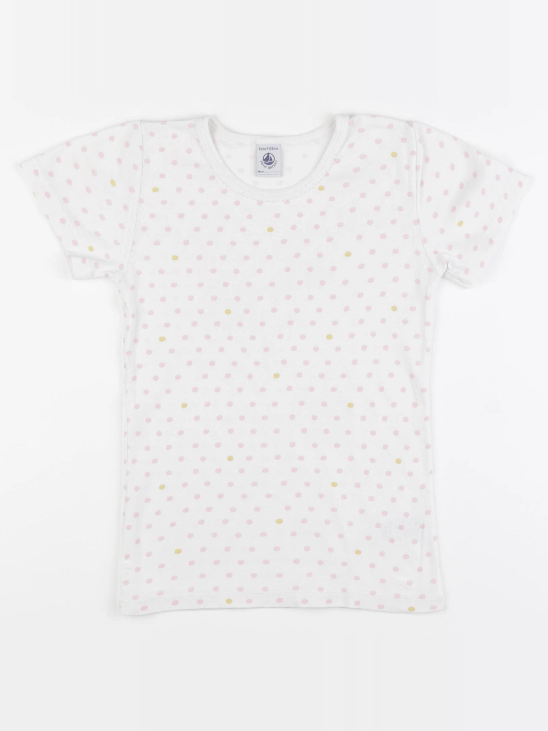Petit Bateau - maillot de corps rose, blanc - 8 ans