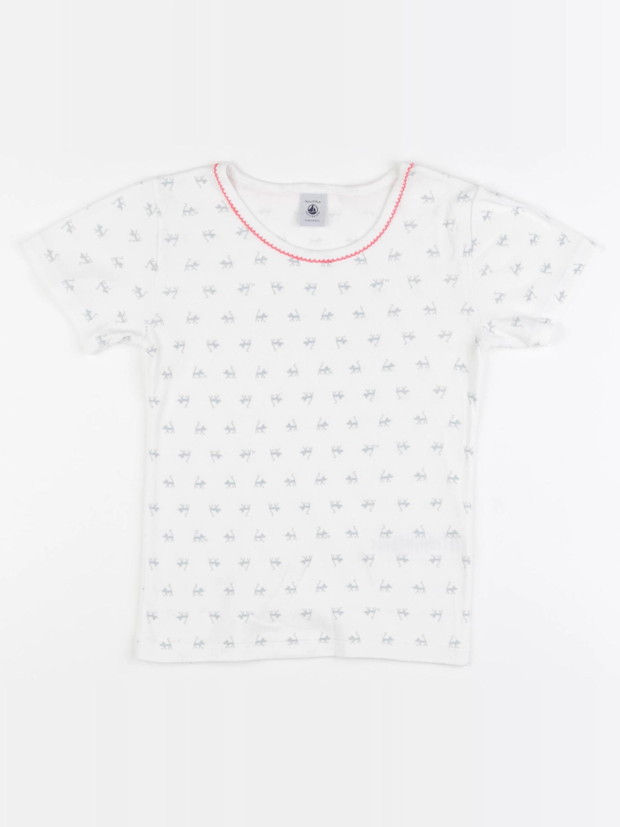 Petit Bateau - maillot de corps blanc, bleu - 8 ans