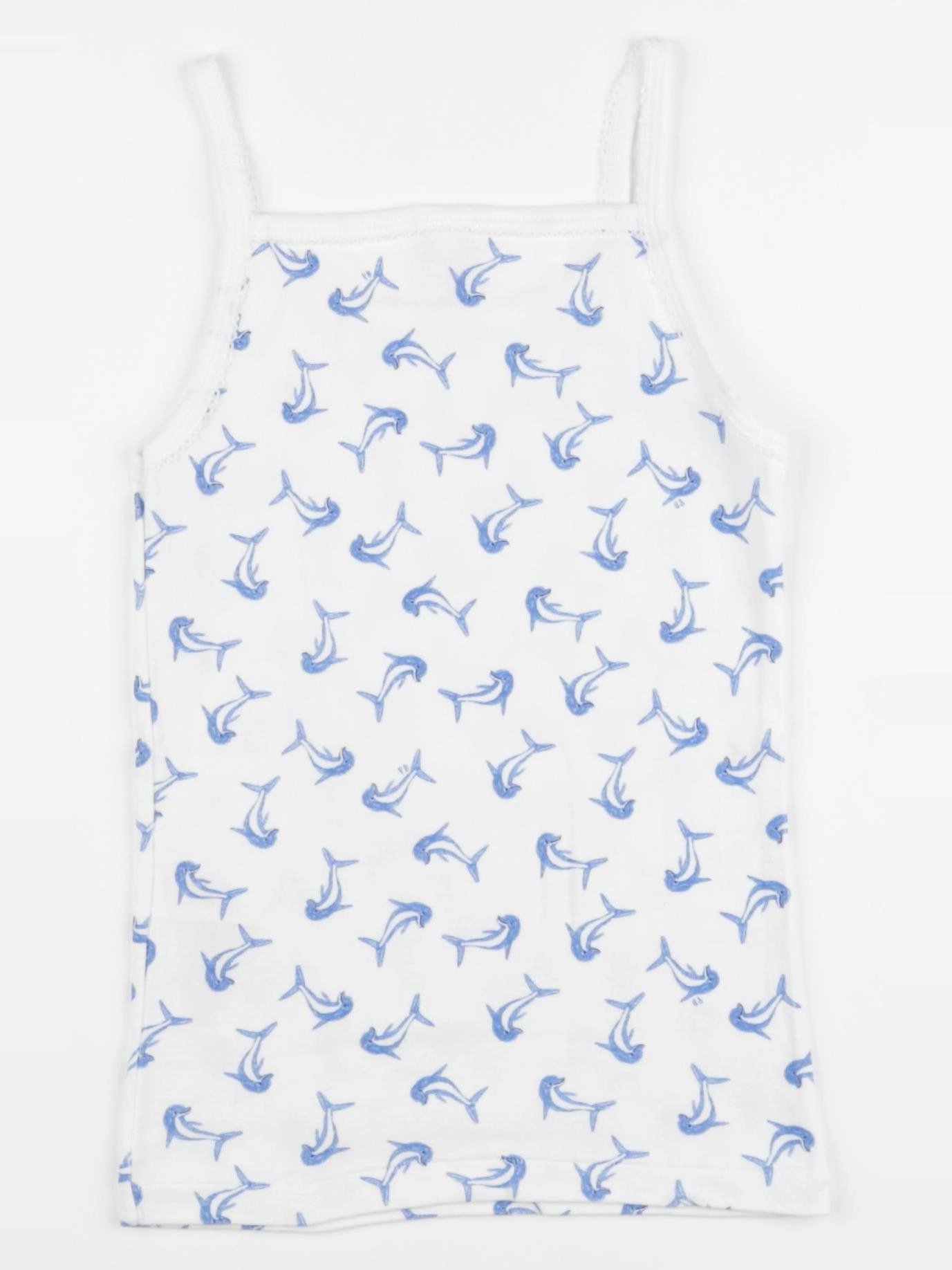 Petit Bateau - maillot de corps blanc, bleu - 8 ans