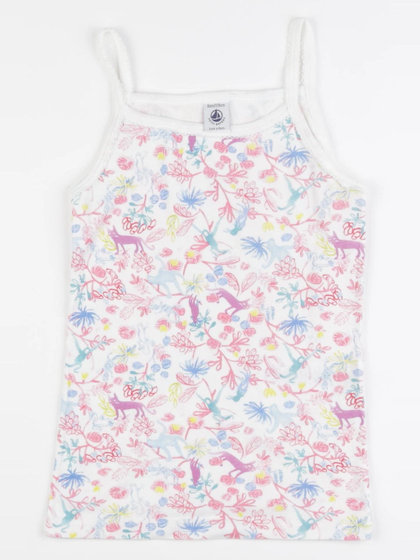 Petit Bateau - maillot de corps blanc, rose - 8 ans