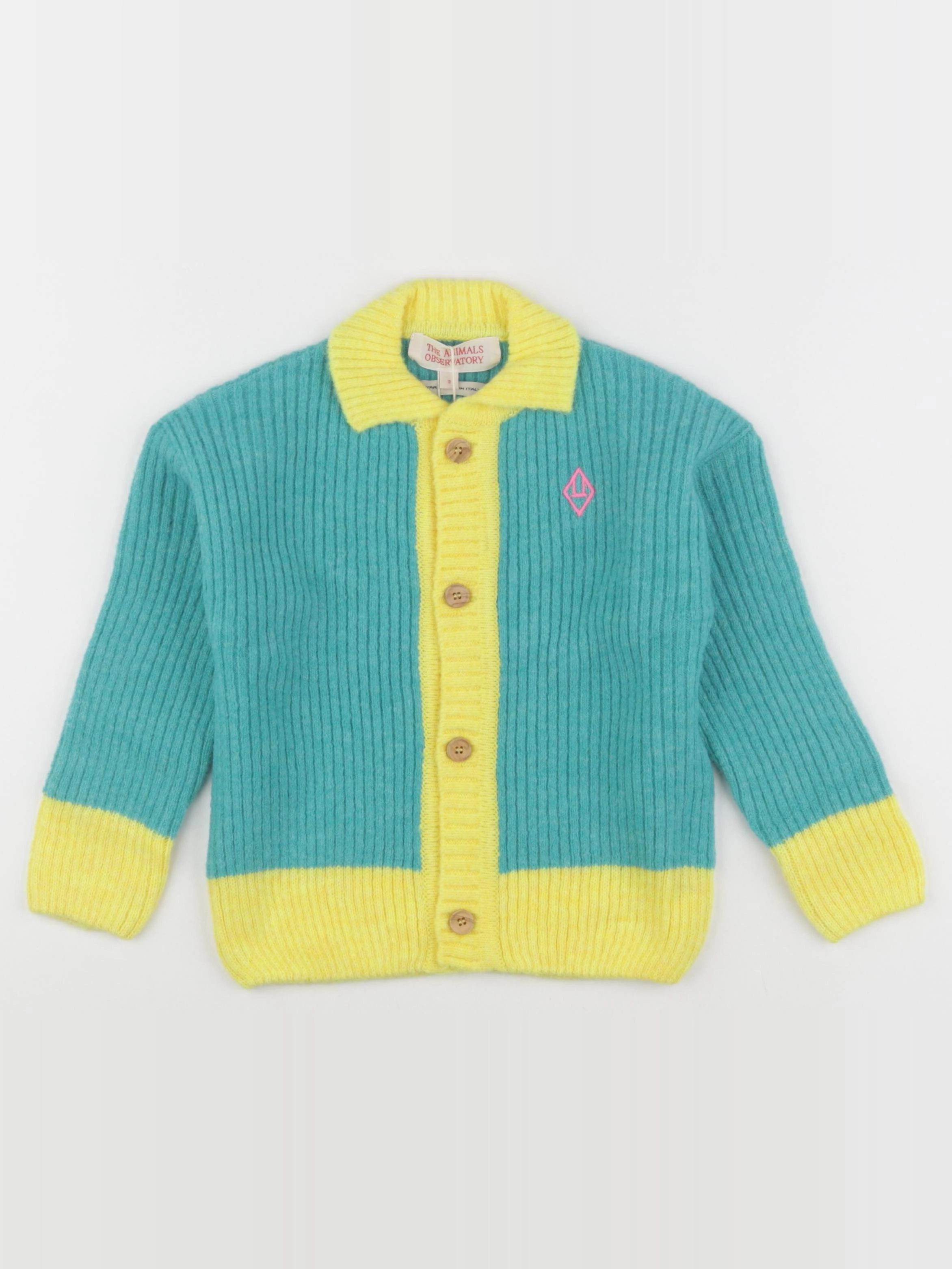 The animals observatory - cardigan turquoise BICOLOR TOUCAN - 2 ans
