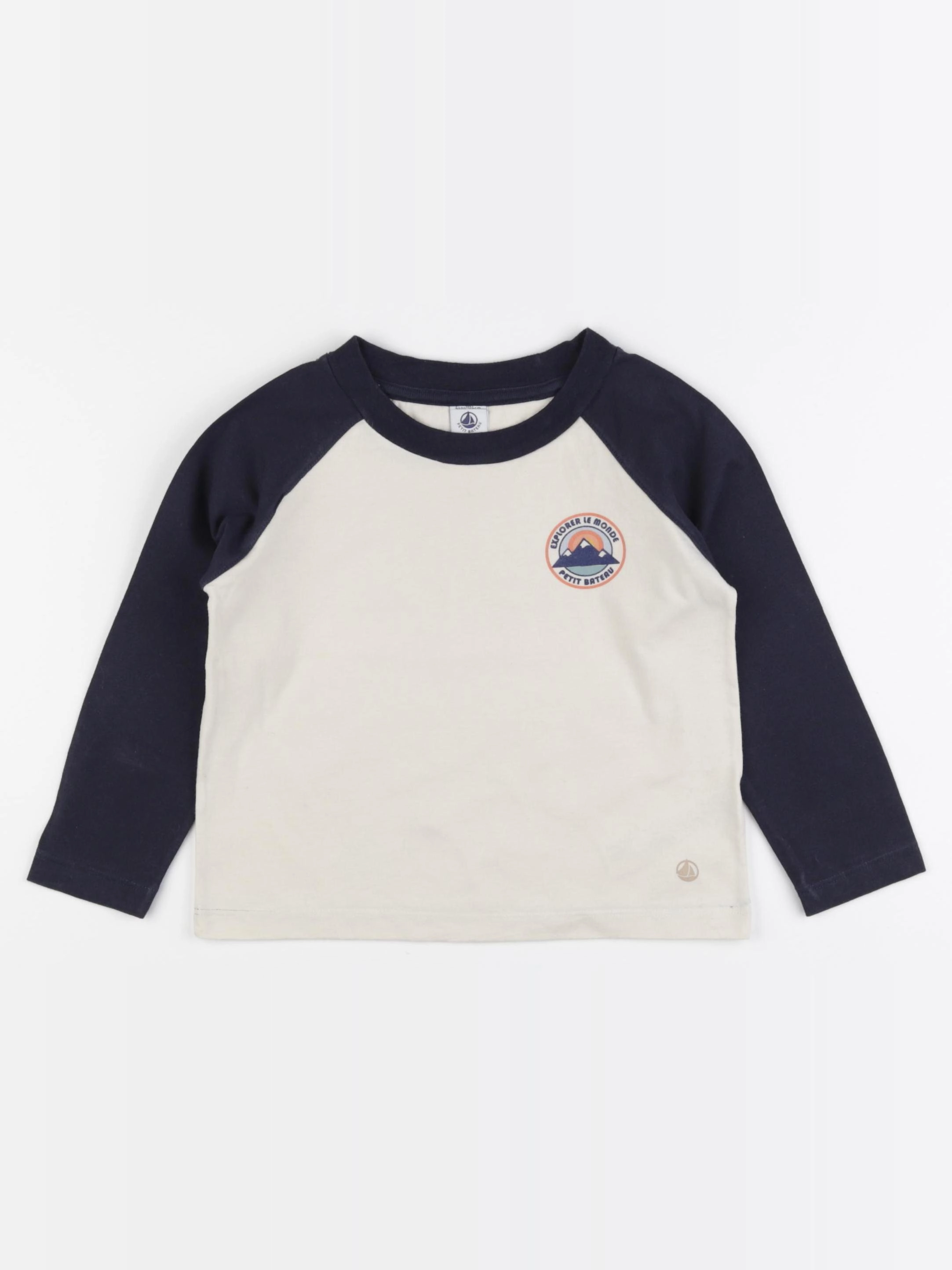 Petit Bateau - tee-shirt bleu, beige - 4 ans