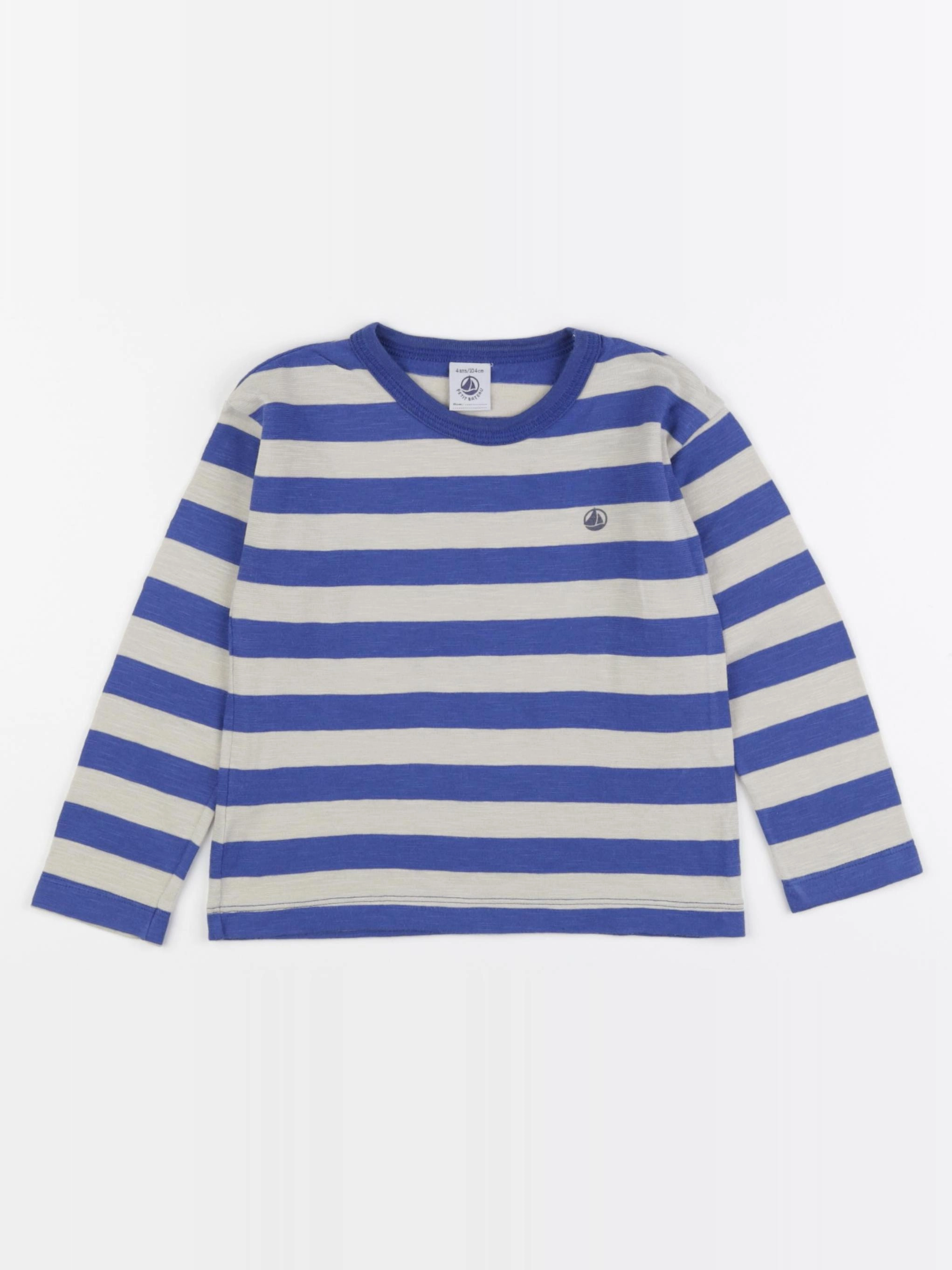 Petit Bateau - tee-shirt bleu, beige - 4 ans