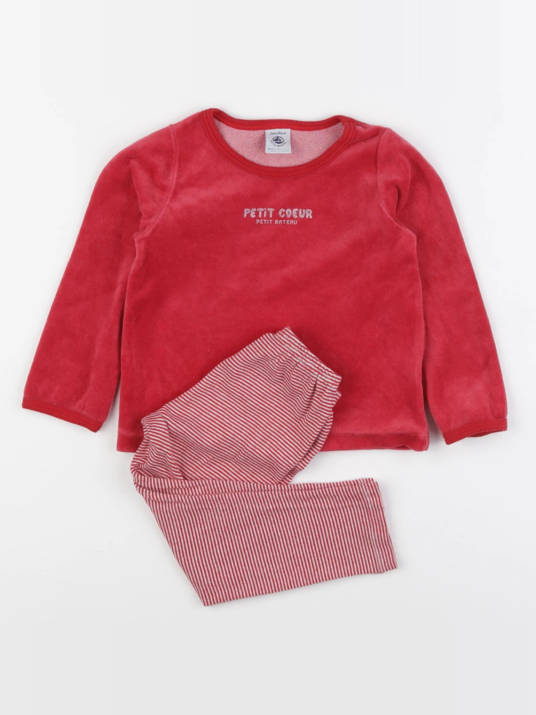 Petit Bateau - pyjama velours rouge - 2 ans