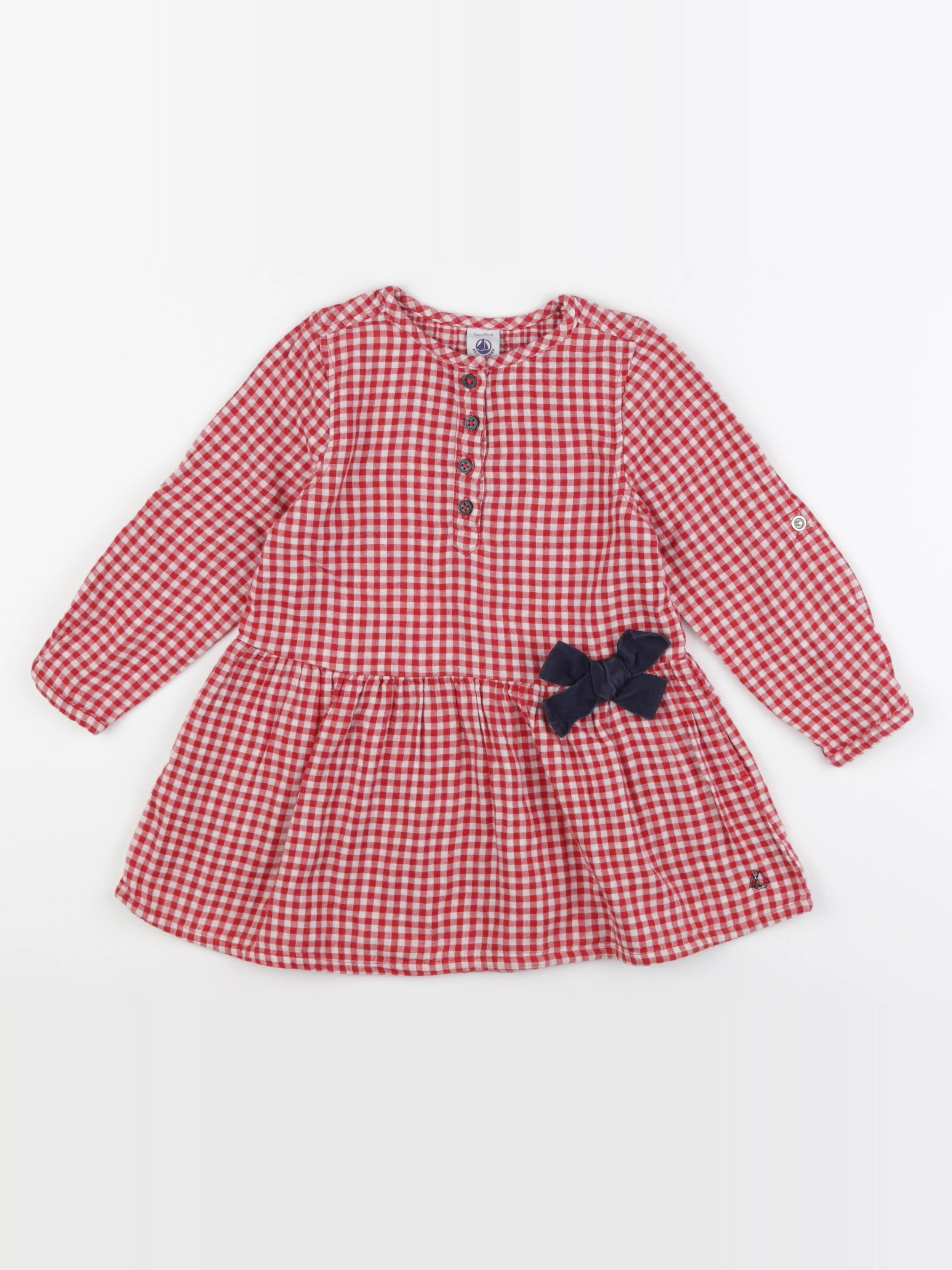 Petit Bateau - robe rouge, blanc - 3 ans