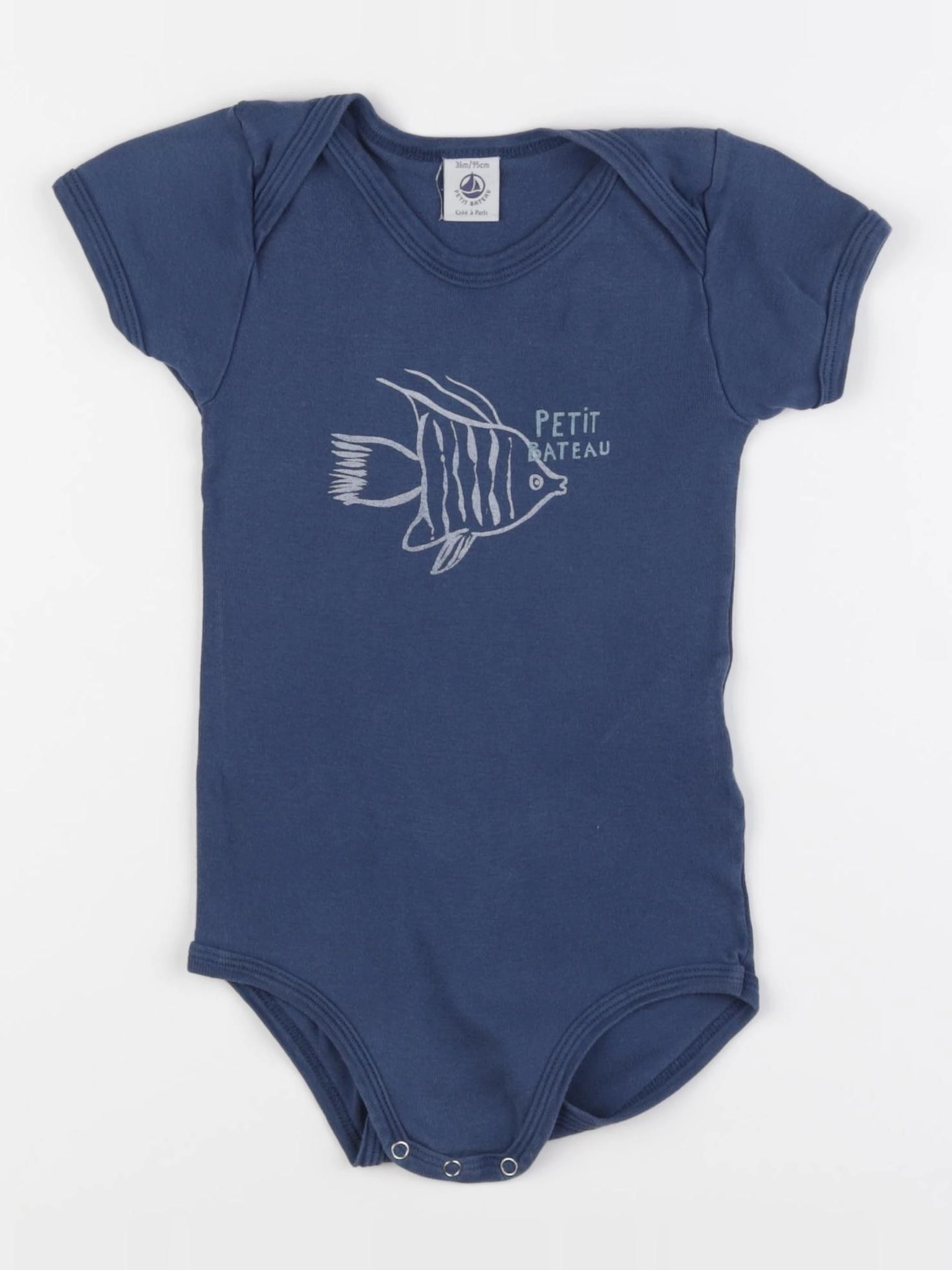 Petit Bateau - body bleu - 36 mois