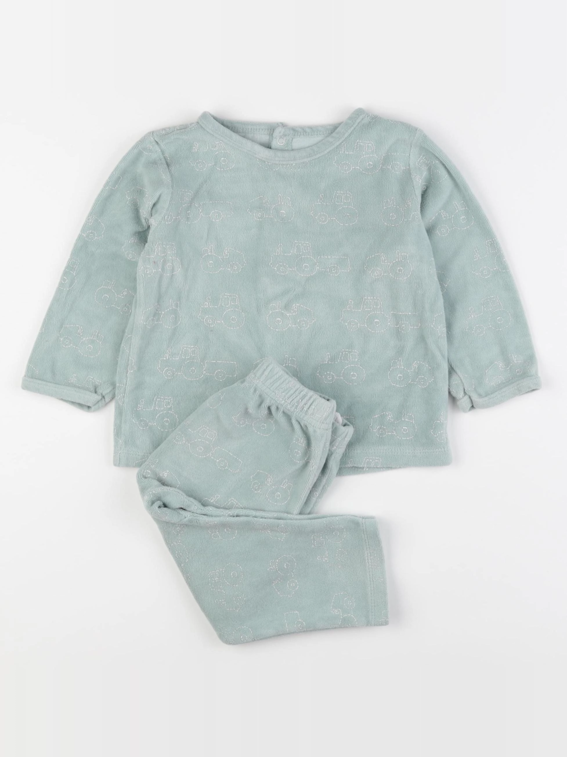 Vertbaudet - pyjama velours vert - 12/18 mois