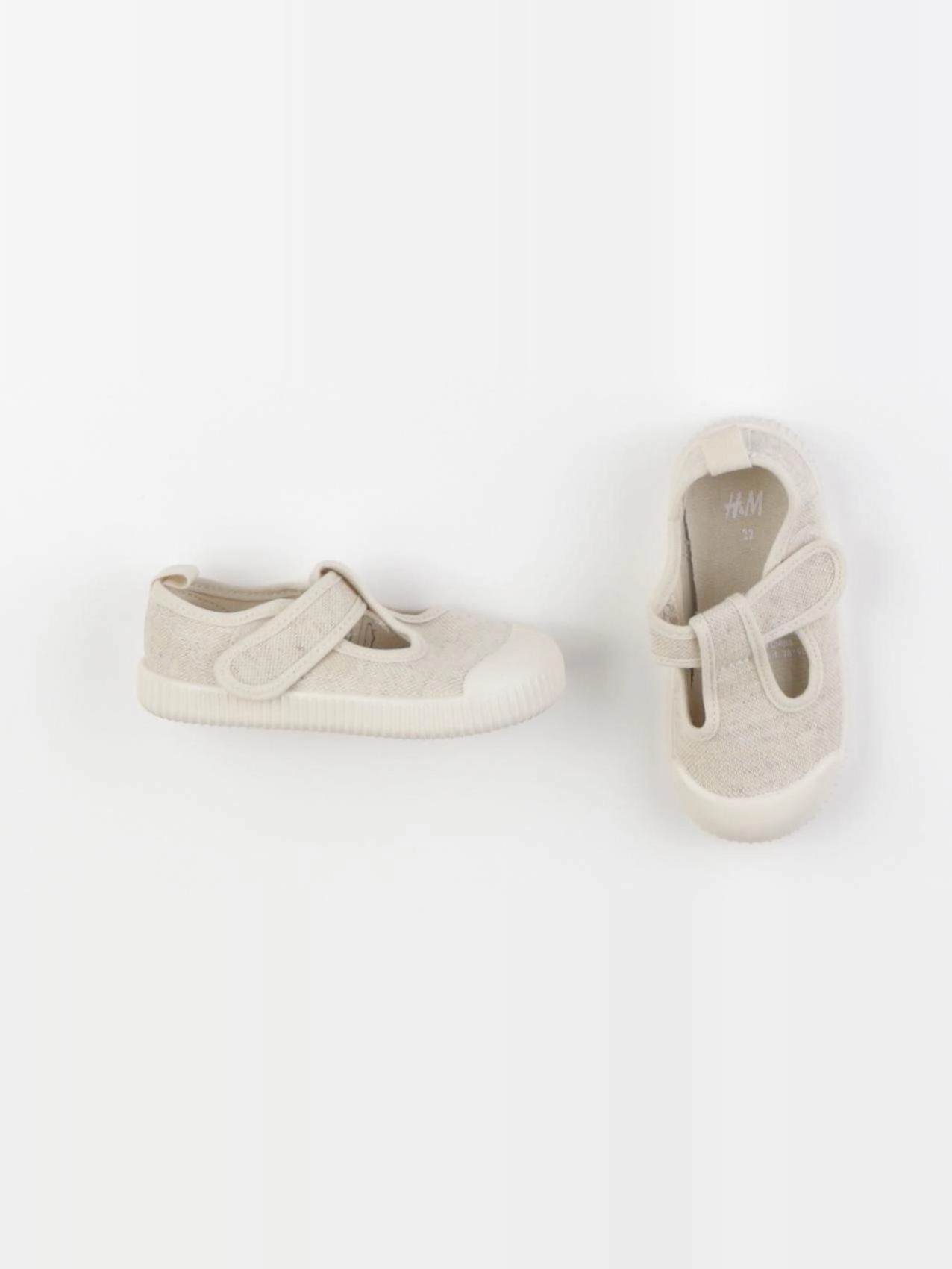 H&M - tennis à scratch/ lacets beige - pointure 22
