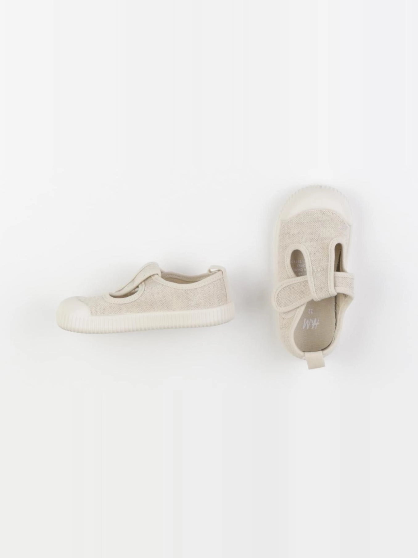 H&M - tennis à scratch/ lacets beige - pointure 22