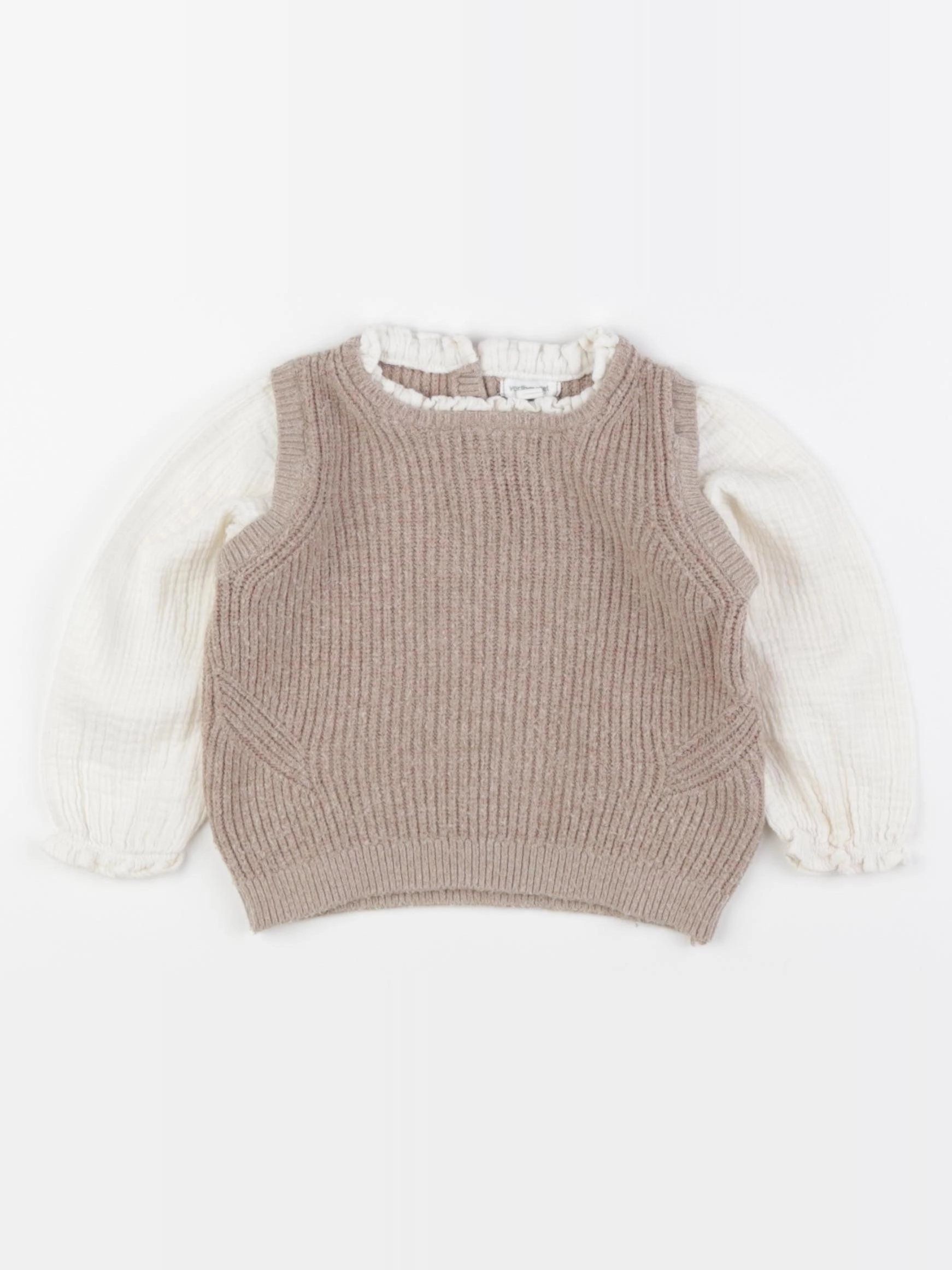 Vertbaudet - pull beige - 18 mois
