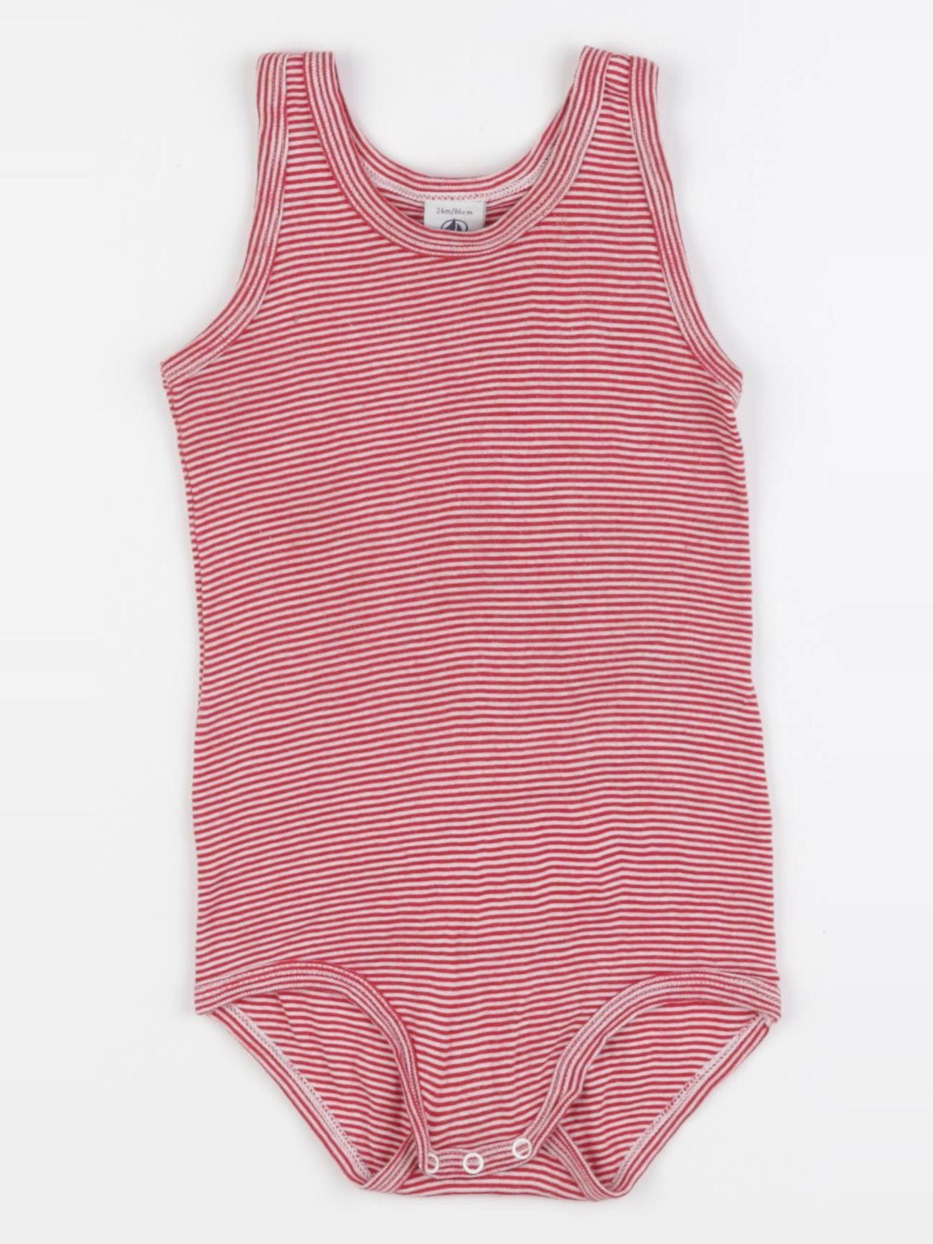 Petit Bateau - body rouge - 24 mois