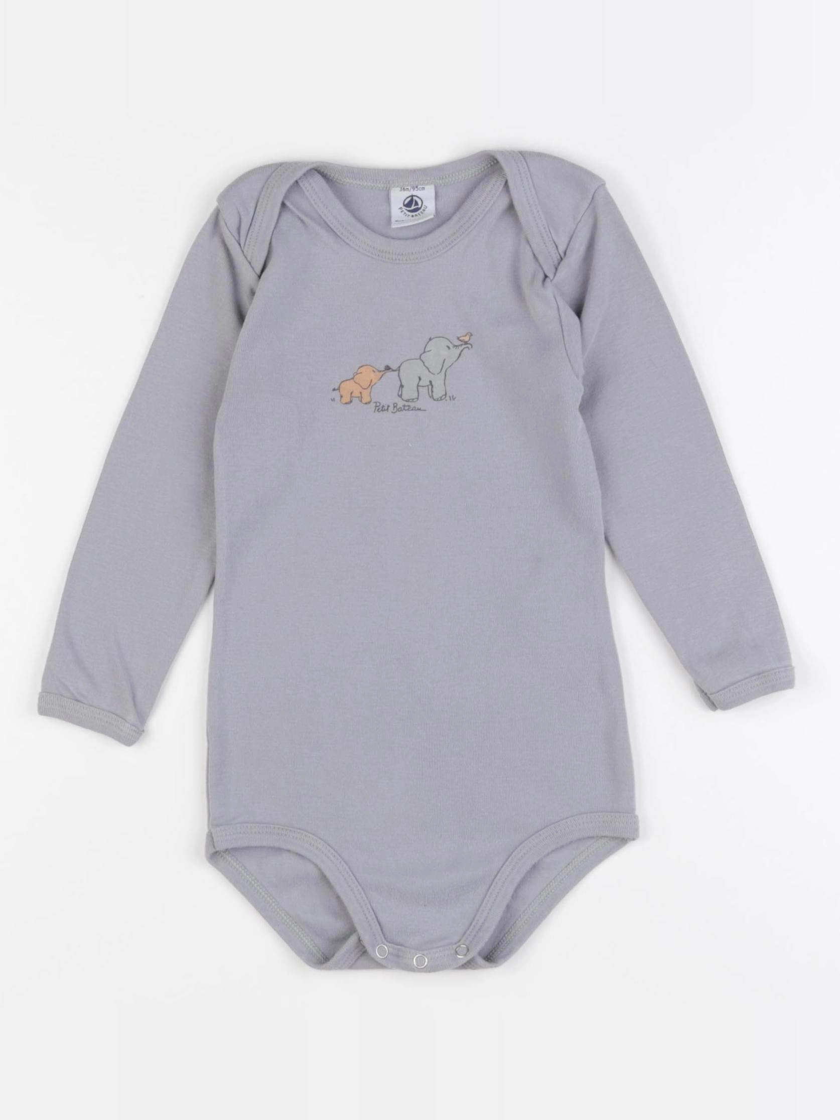 Petit Bateau - body gris - 36 mois