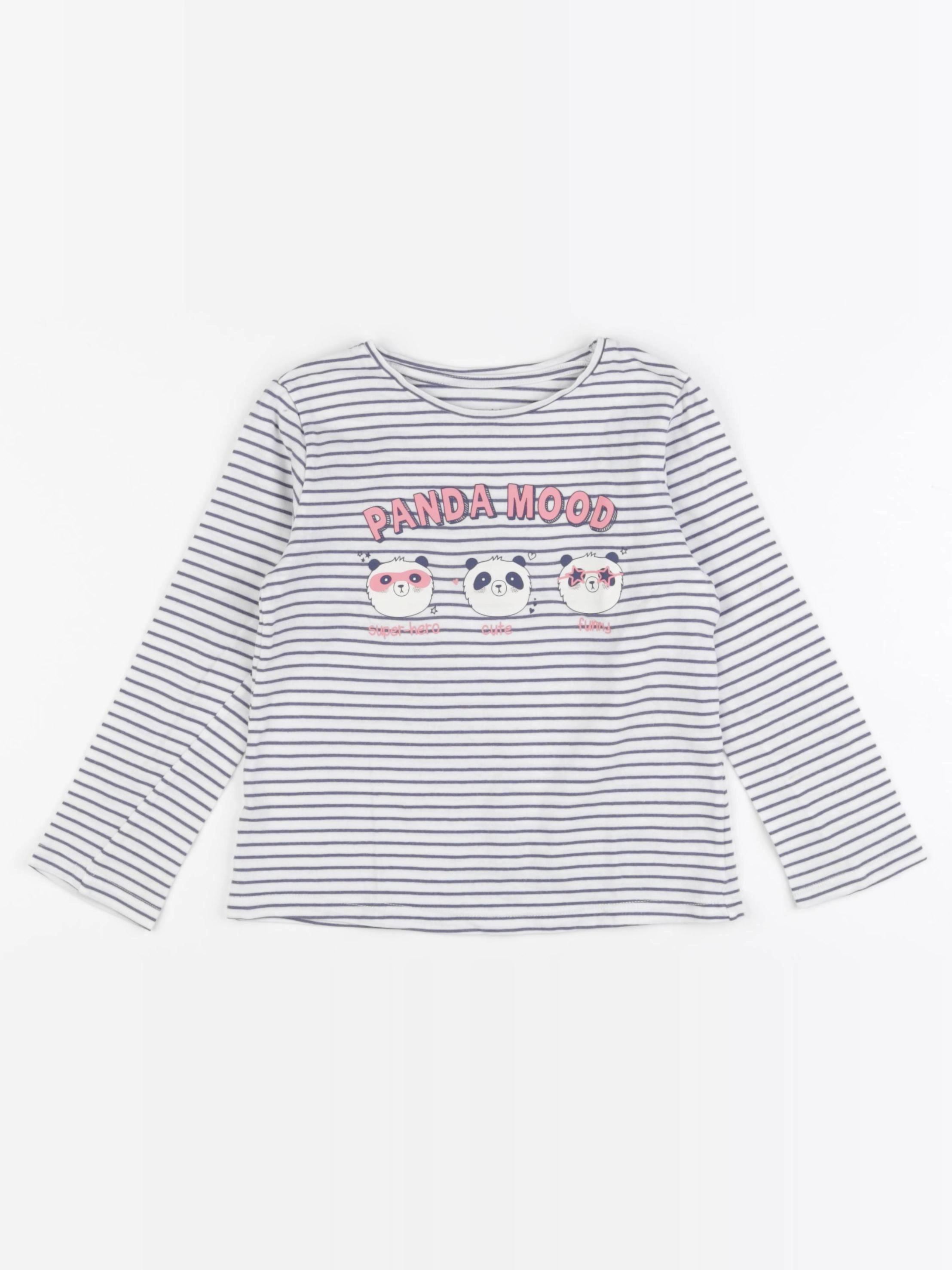 Vertbaudet - tee-shirt blanc, bleu - 5 ans