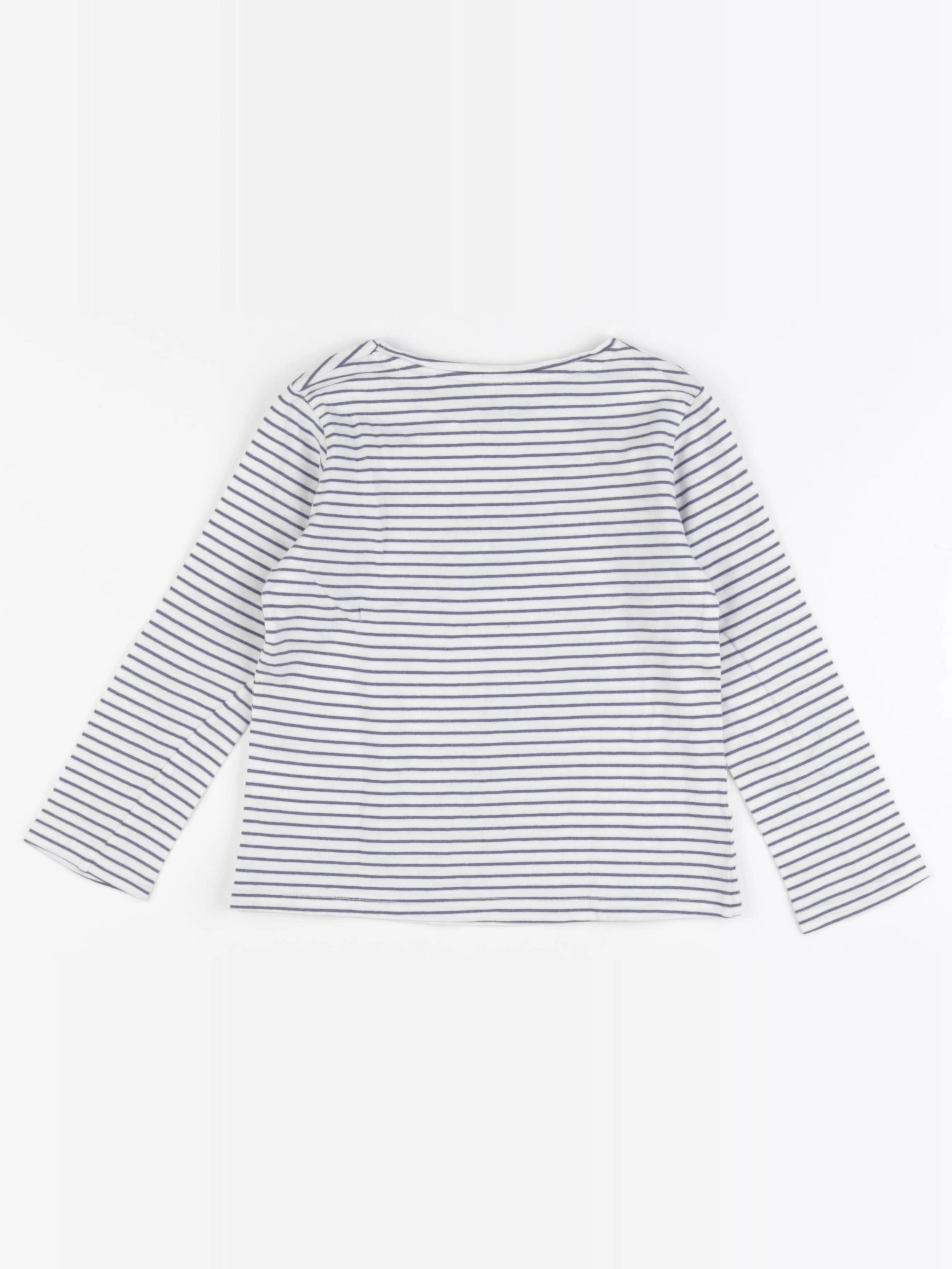 Vertbaudet - tee-shirt blanc, bleu - 5 ans