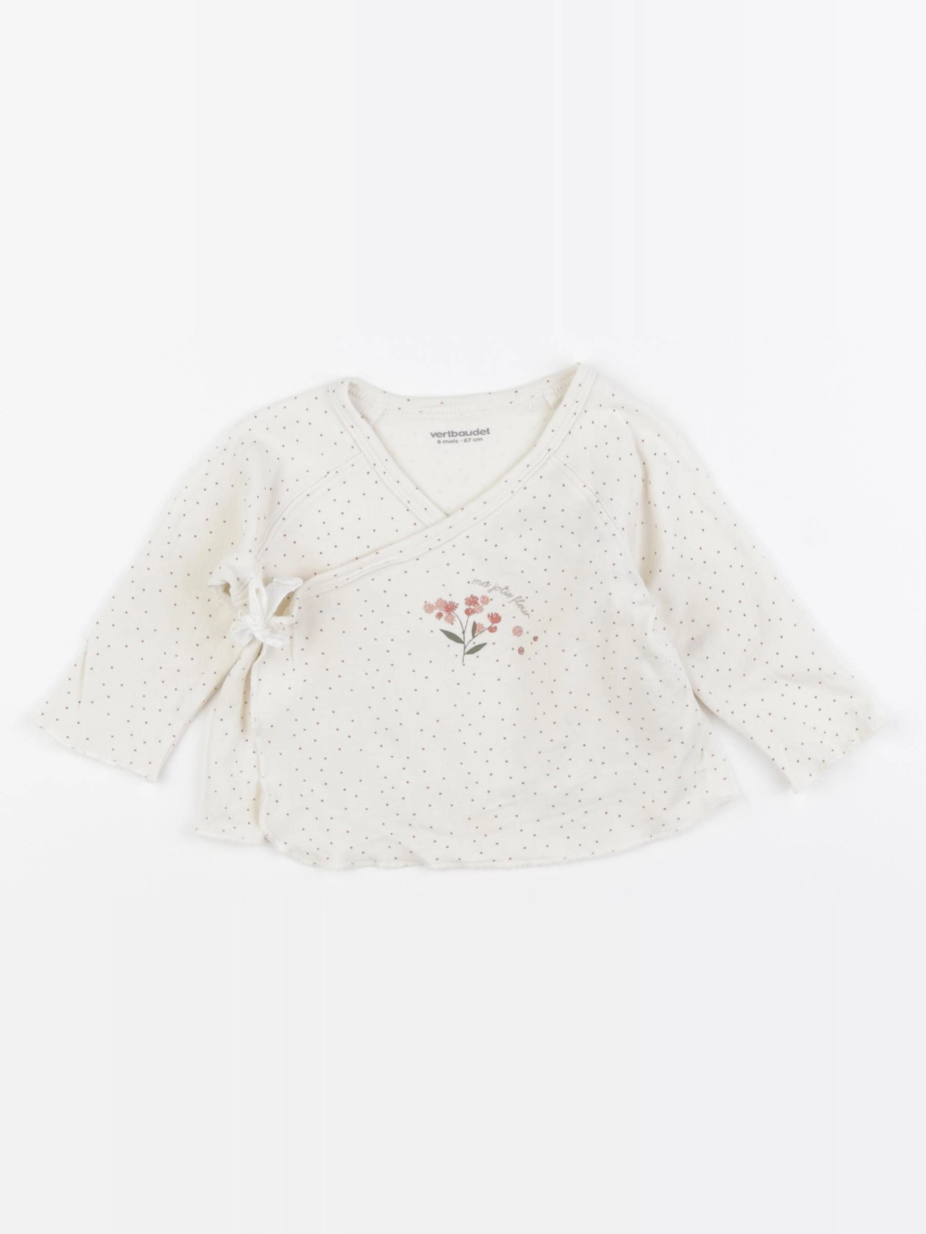 Vertbaudet - tee-shirt beige - 6 mois