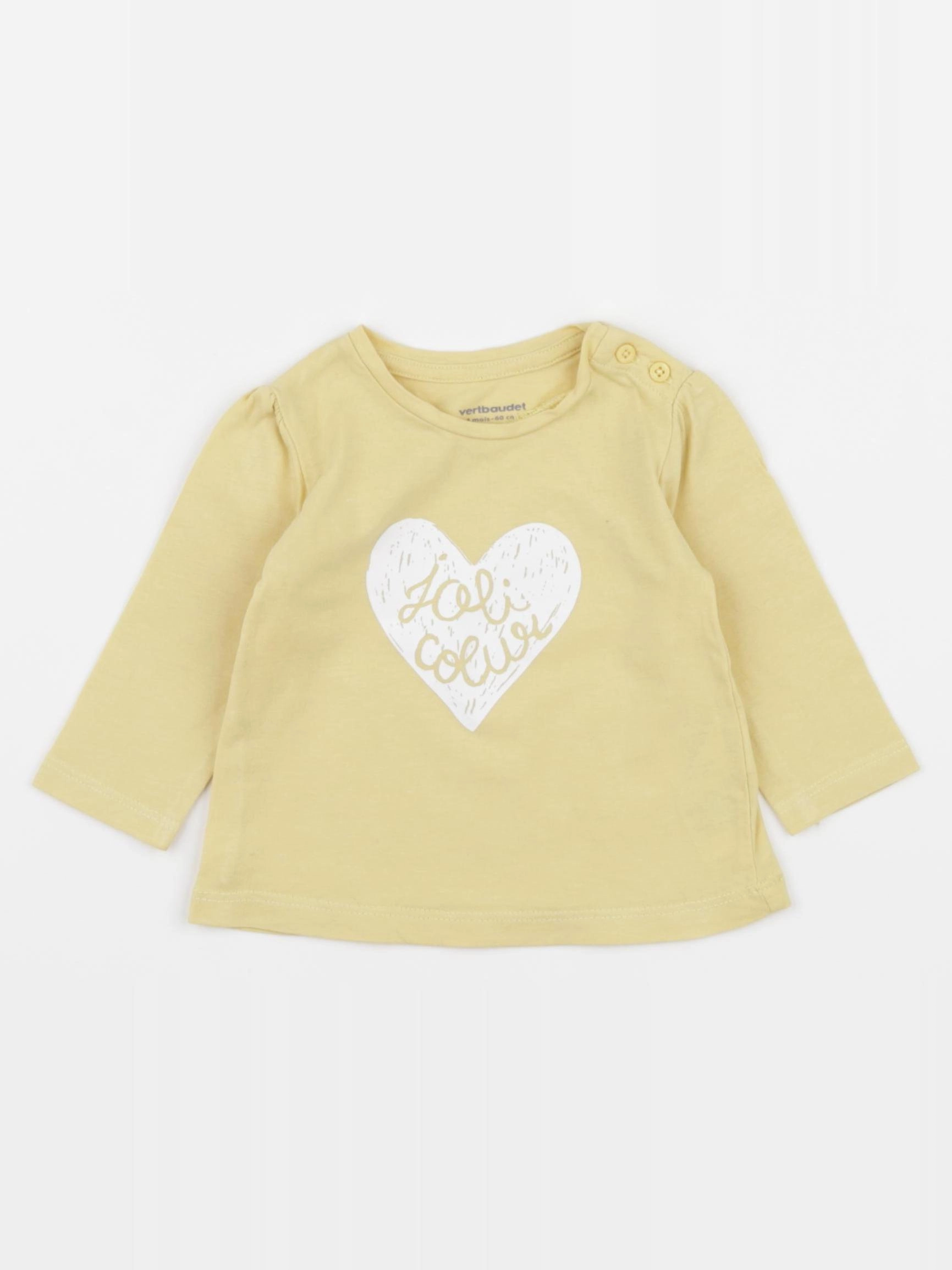 Vertbaudet - tee-shirt jaune - 3 mois