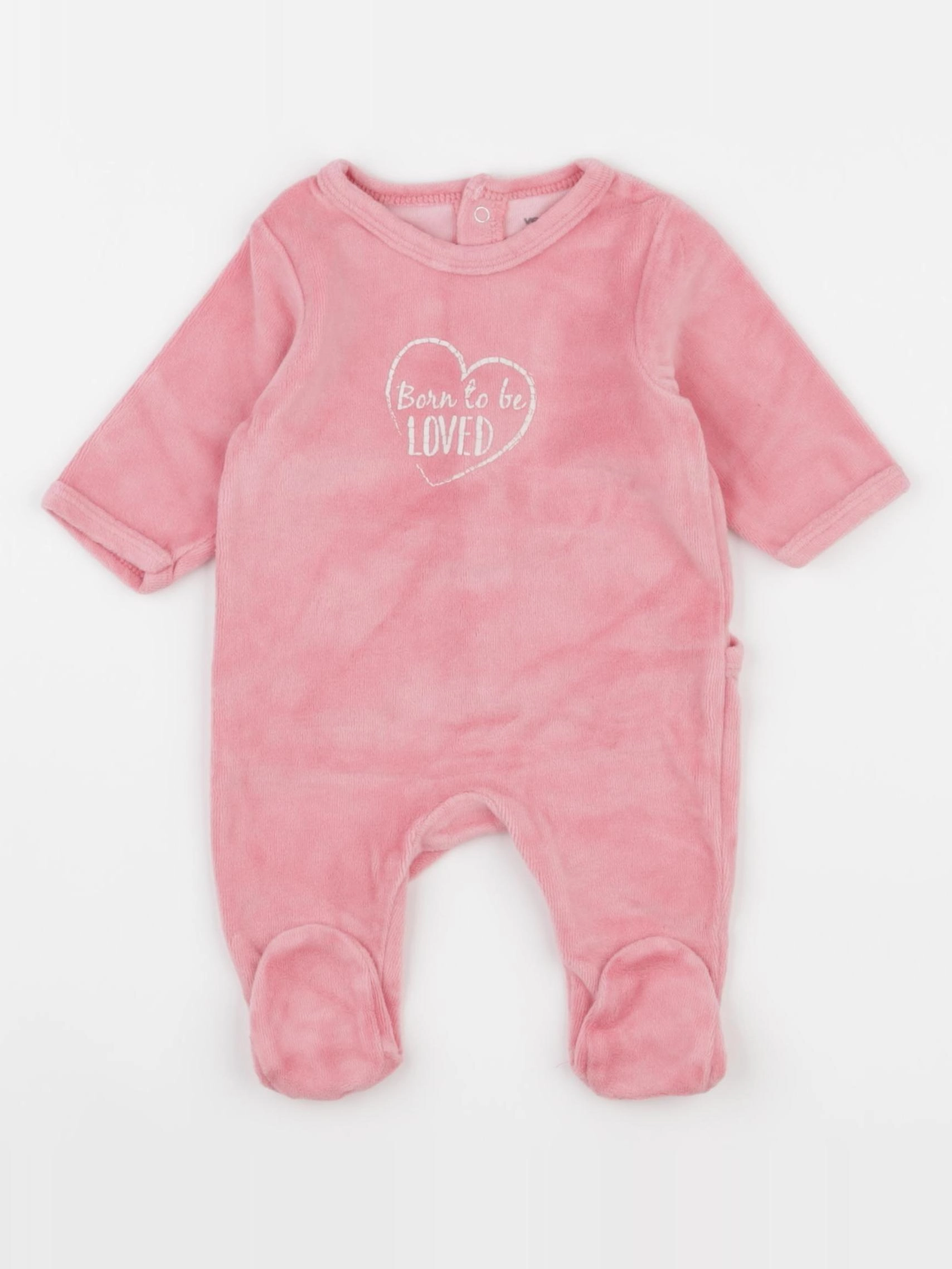 Vertbaudet - pyjama velours rose - 1 mois