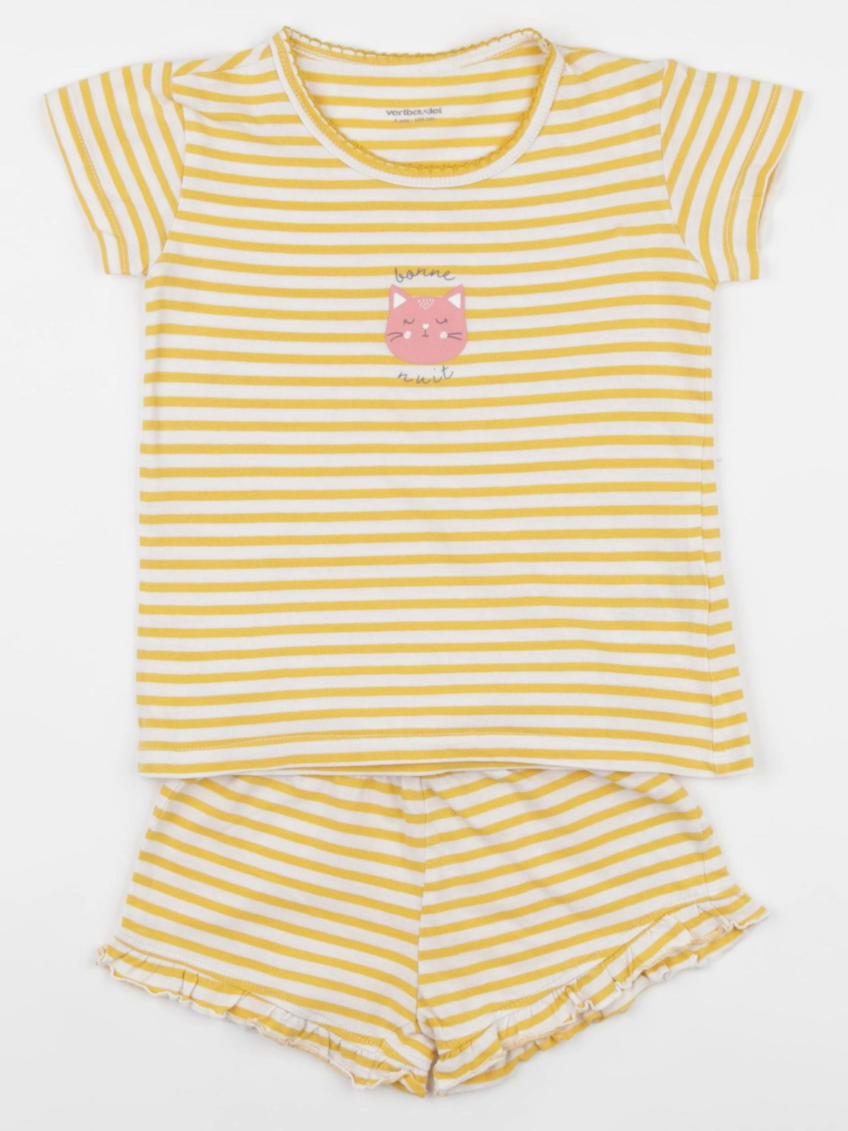 Vertbaudet - pyjama coton jaune - 4 ans