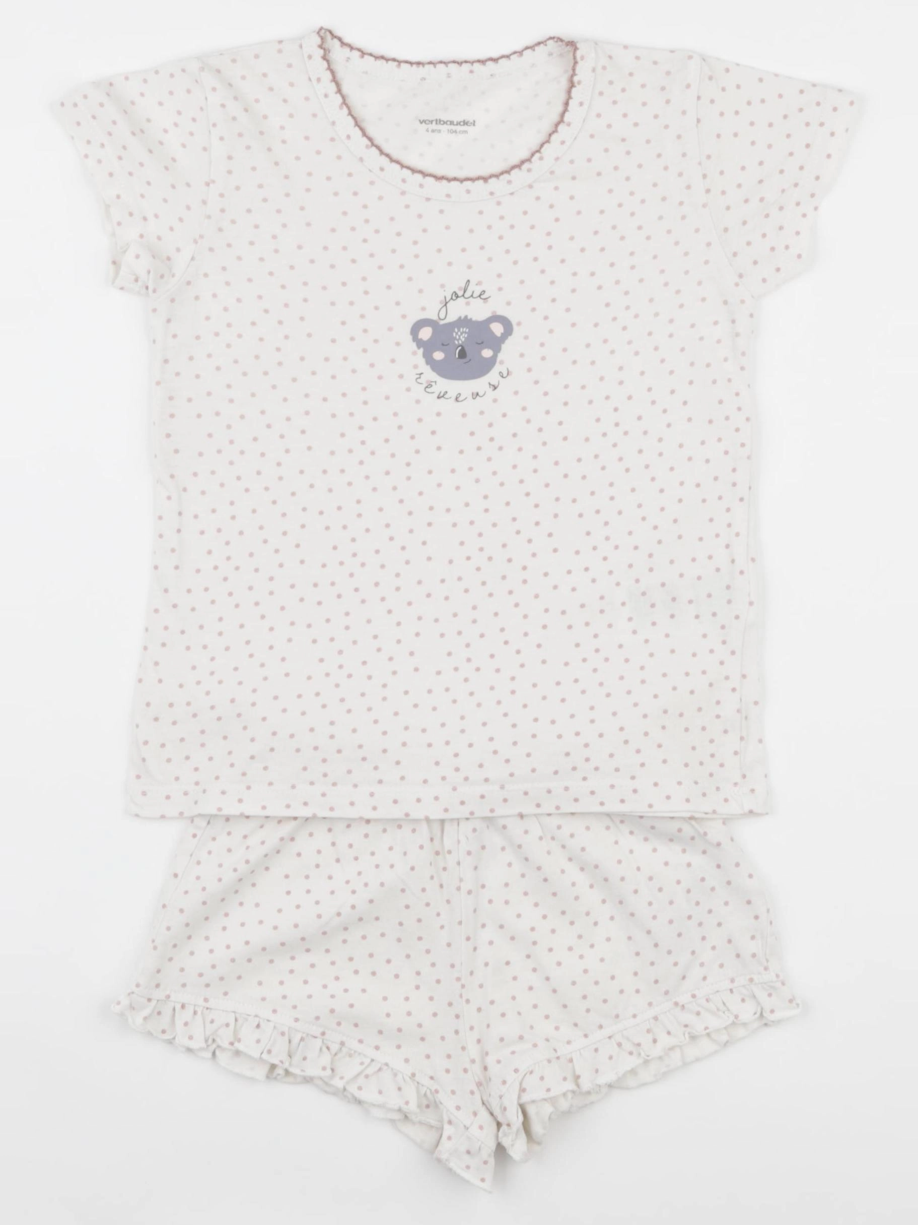 Vertbaudet - pyjama coton blanc - 4 ans