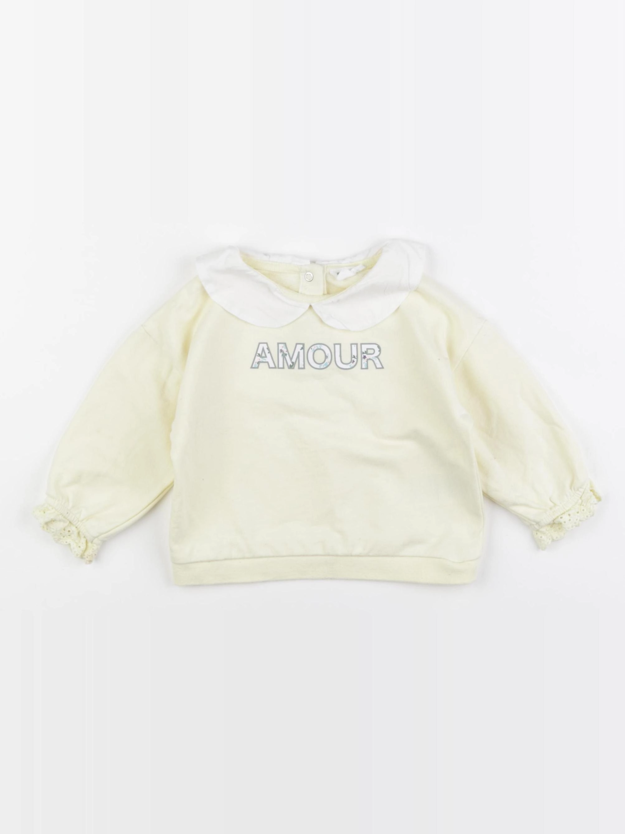 Vertbaudet - sweat jaune - 12 mois