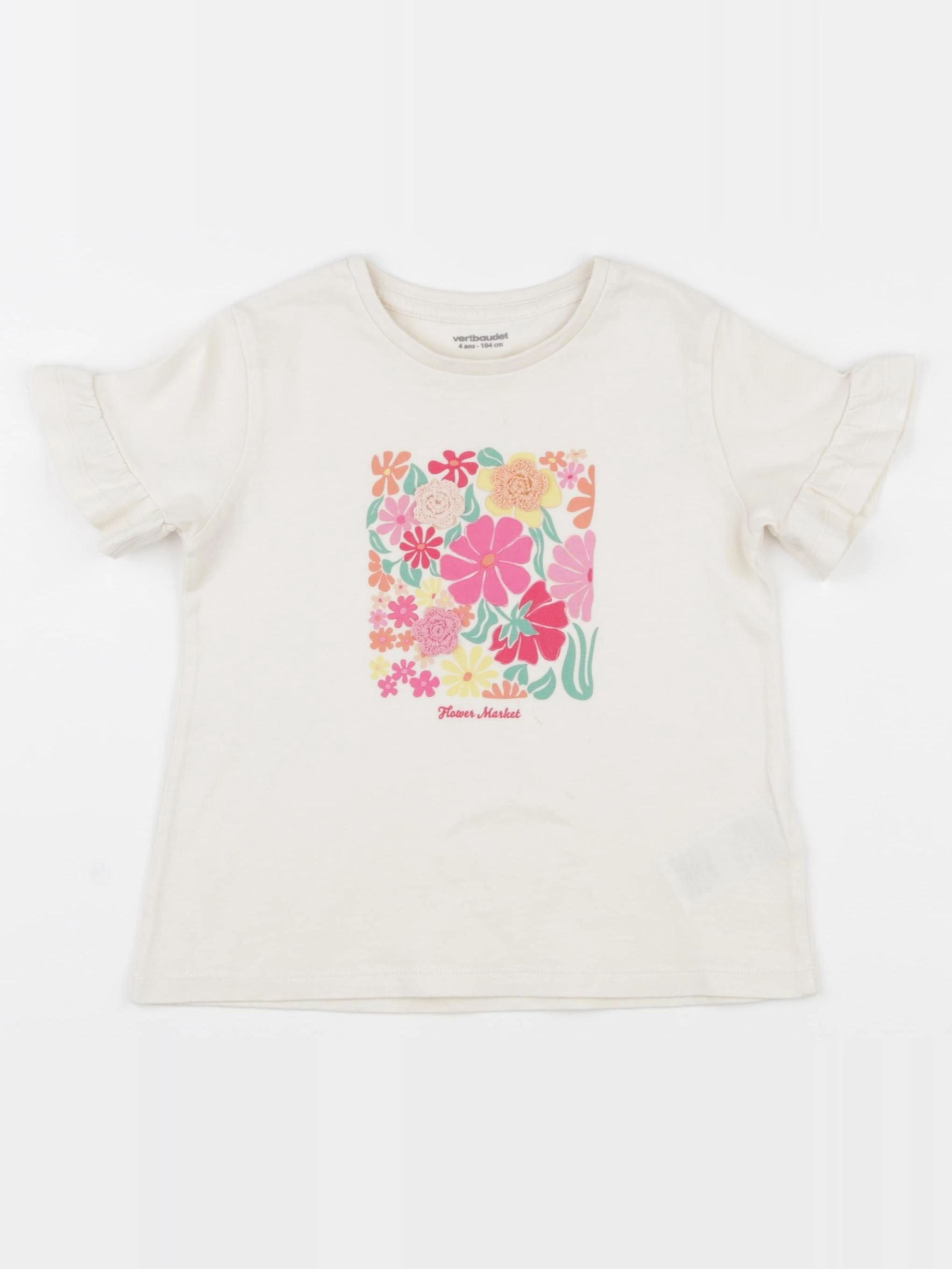 Vertbaudet - tee-shirt beige, multicolore - 4 ans